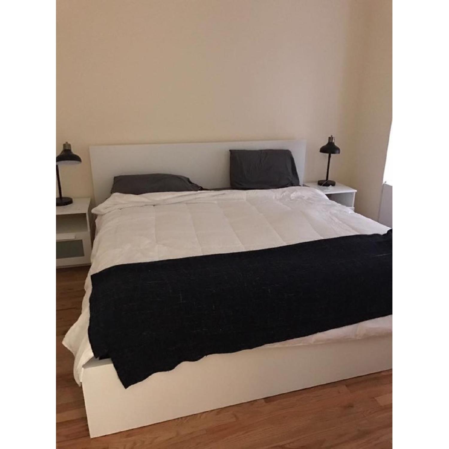 Ikea Malm King Size White Bed w/ Slatted Base AptDeco