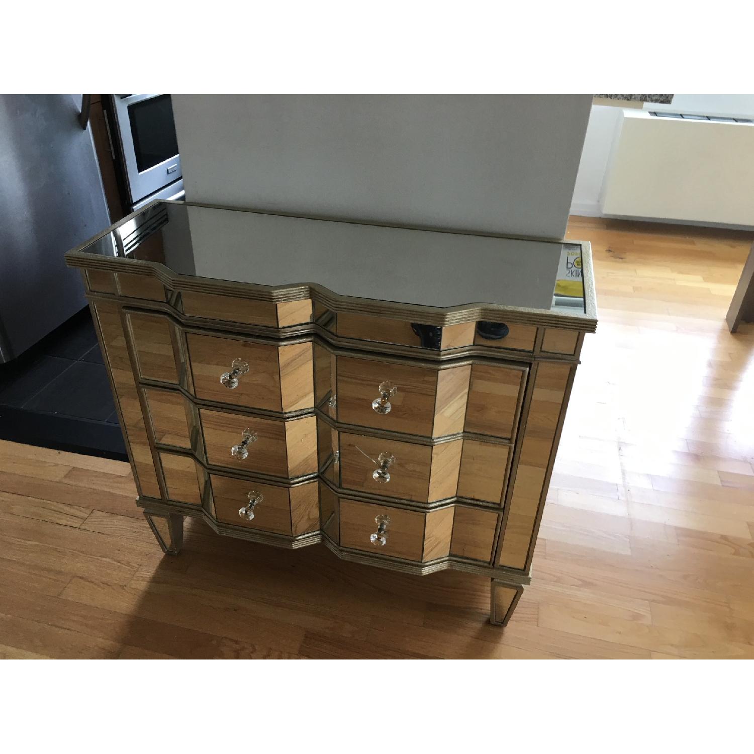 3 Drawer Mirrored Dresser w/ Antique Gold/Silver Accents - image-2