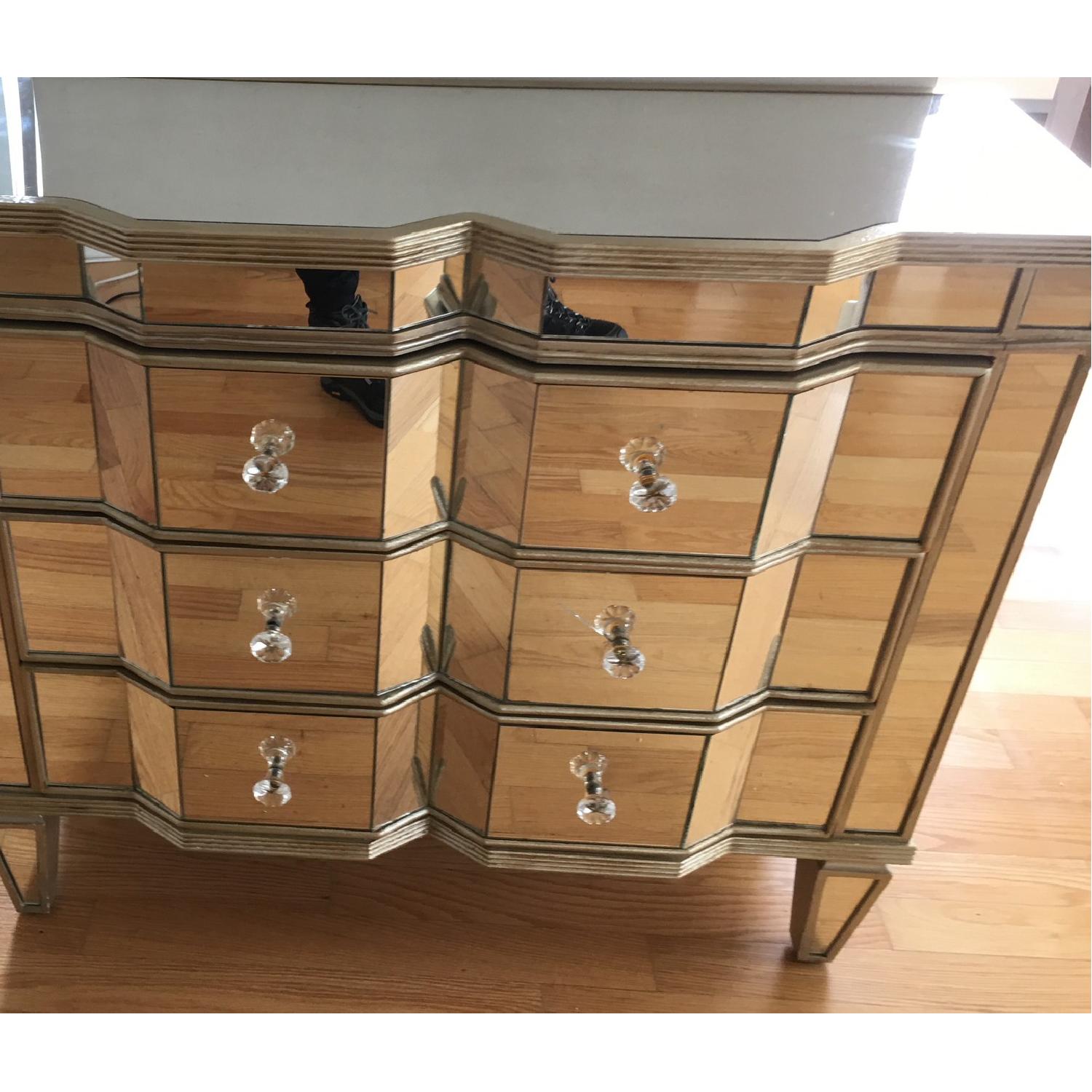 3 Drawer Mirrored Dresser w/ Antique Gold/Silver Accents - image-3