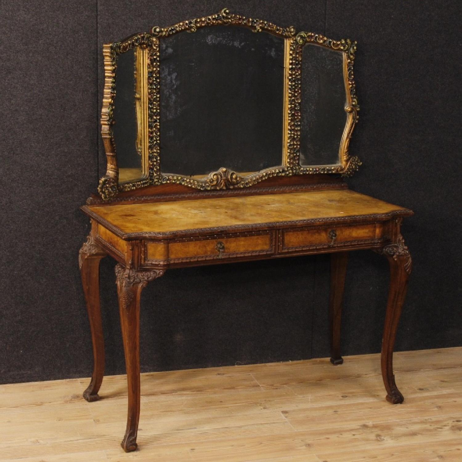 Italian Dressing Table in Walnut Walnut Burl & Elm Burl - image-7