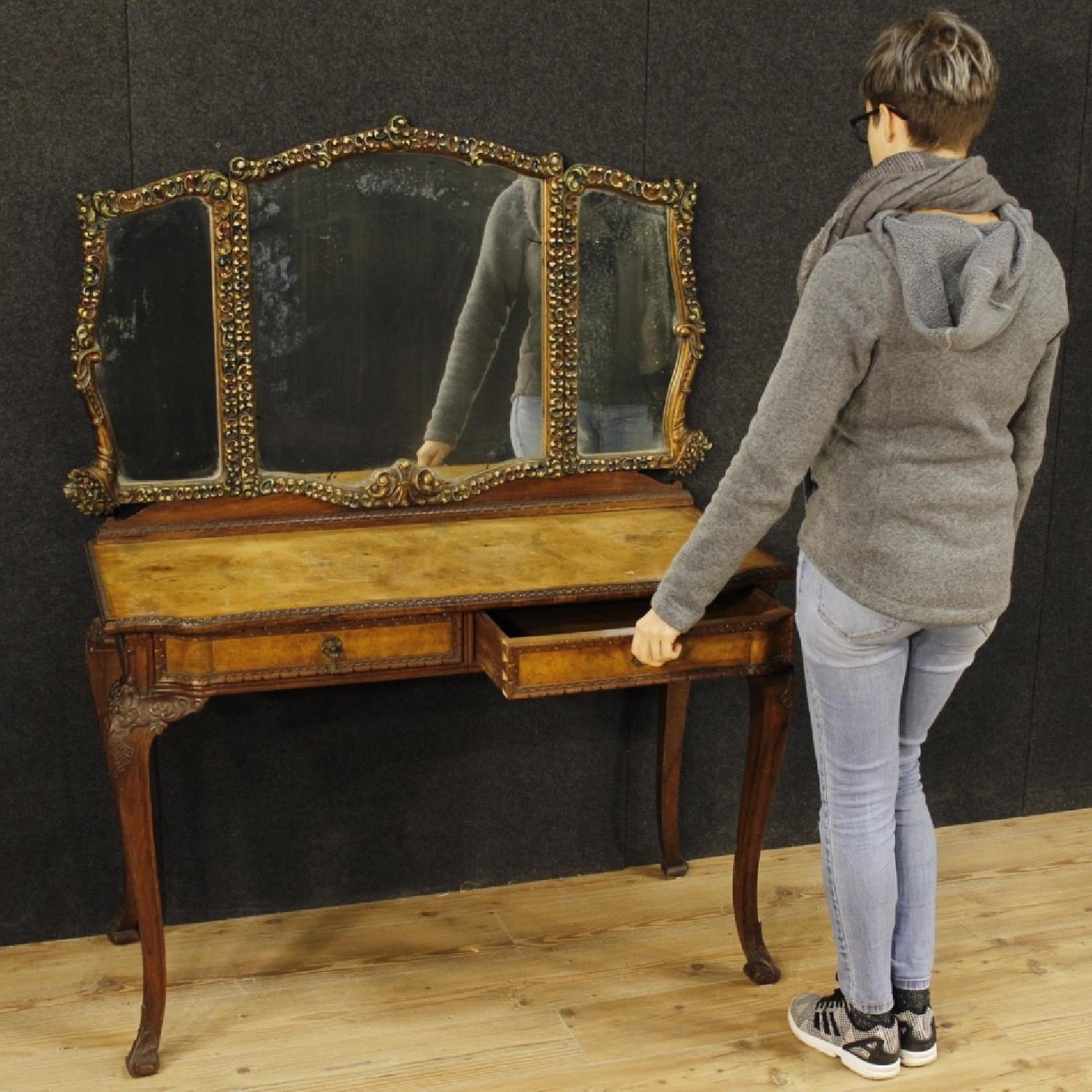 Italian Dressing Table in Walnut Walnut Burl & Elm Burl - image-11