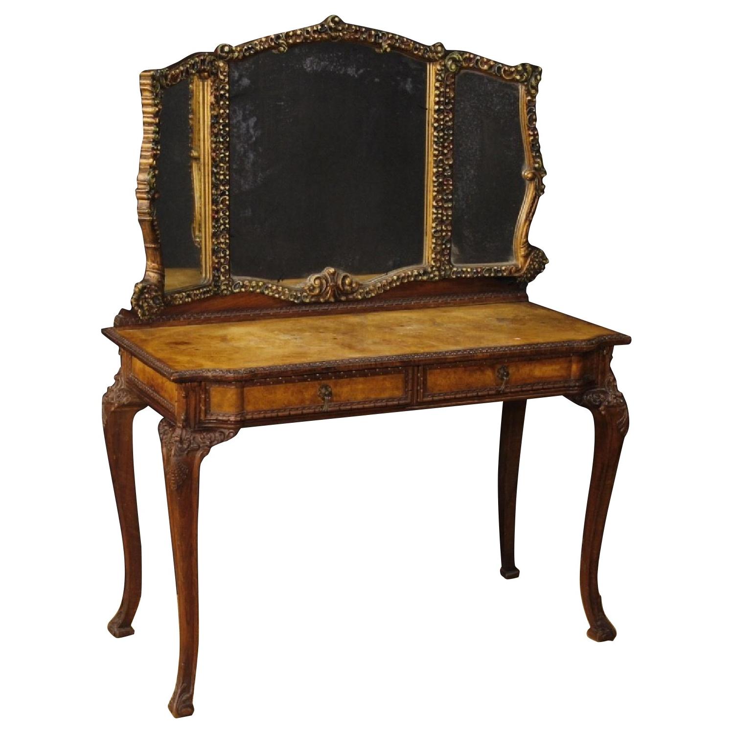 Italian Dressing Table in Walnut Walnut Burl & Elm Burl - image-0