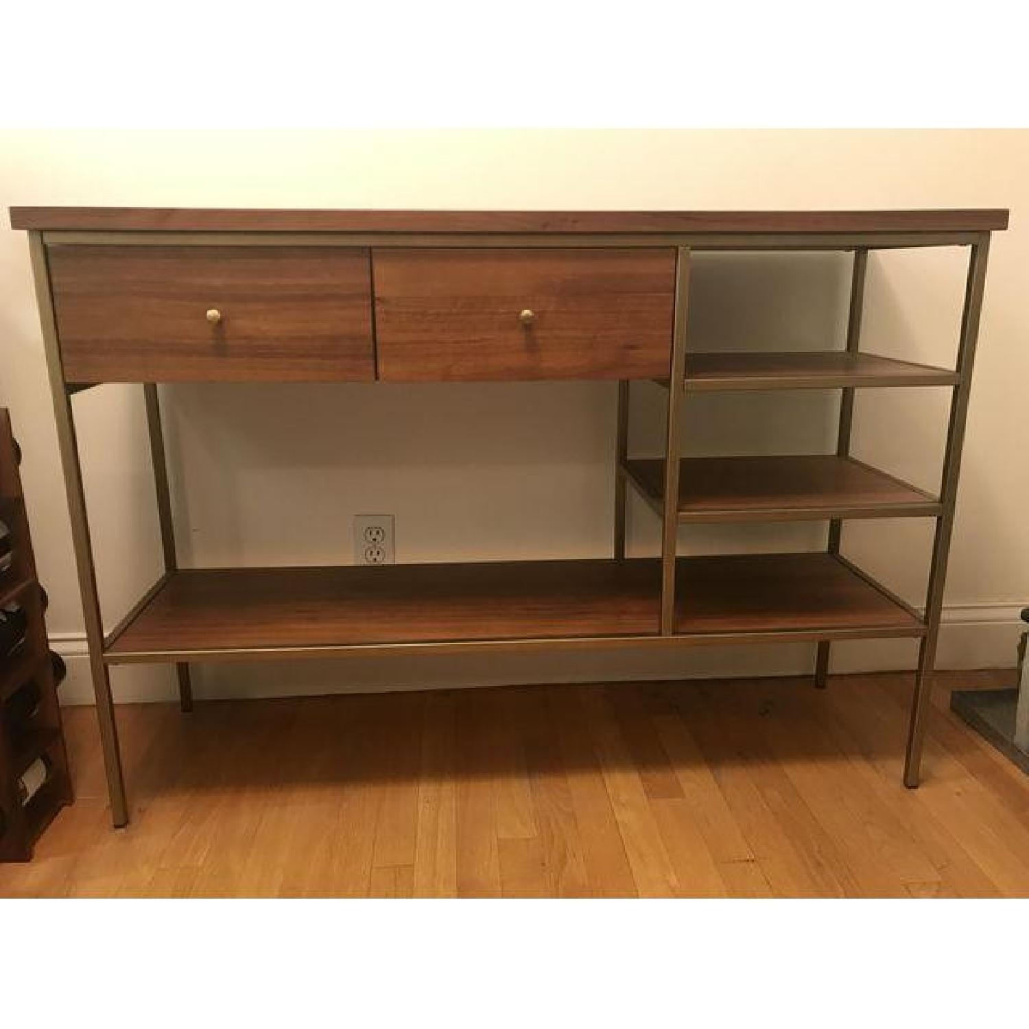 West Elm Nook Mid-Century Walnut & Brass Console - image-1