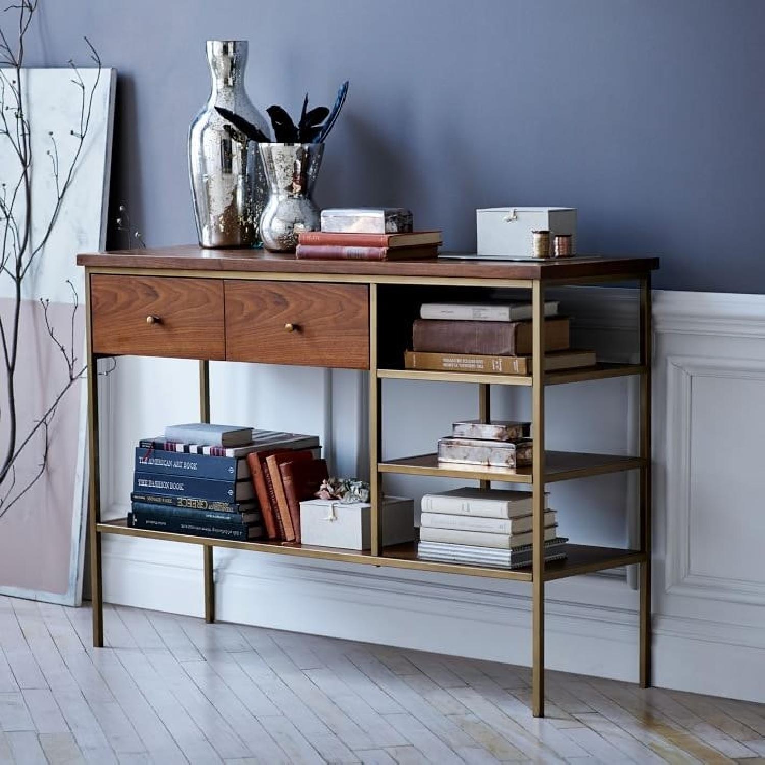 West Elm Nook Mid-Century Walnut & Brass Console - image-2