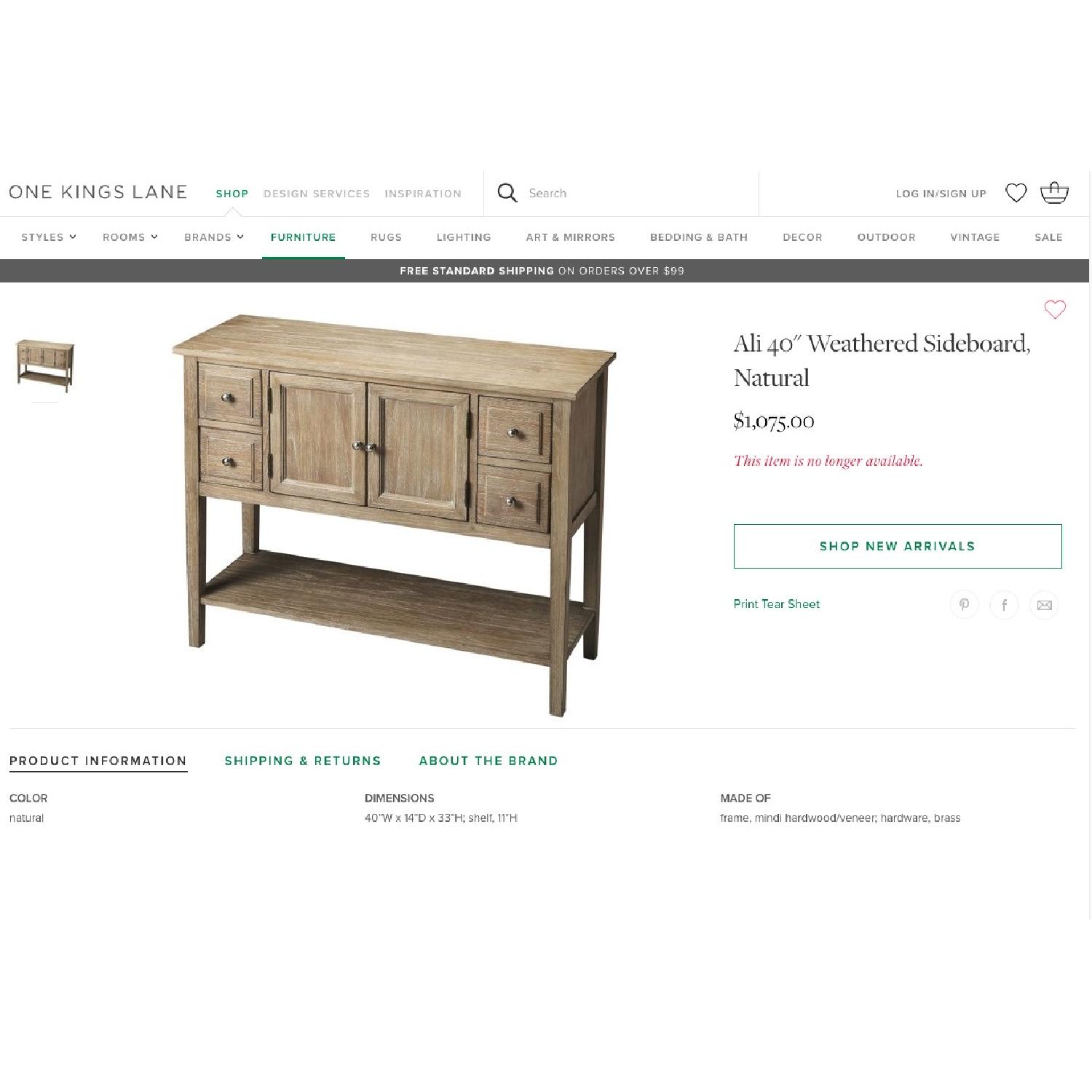One Kings Lane Ali Wood Weathered Sideboard - image-2