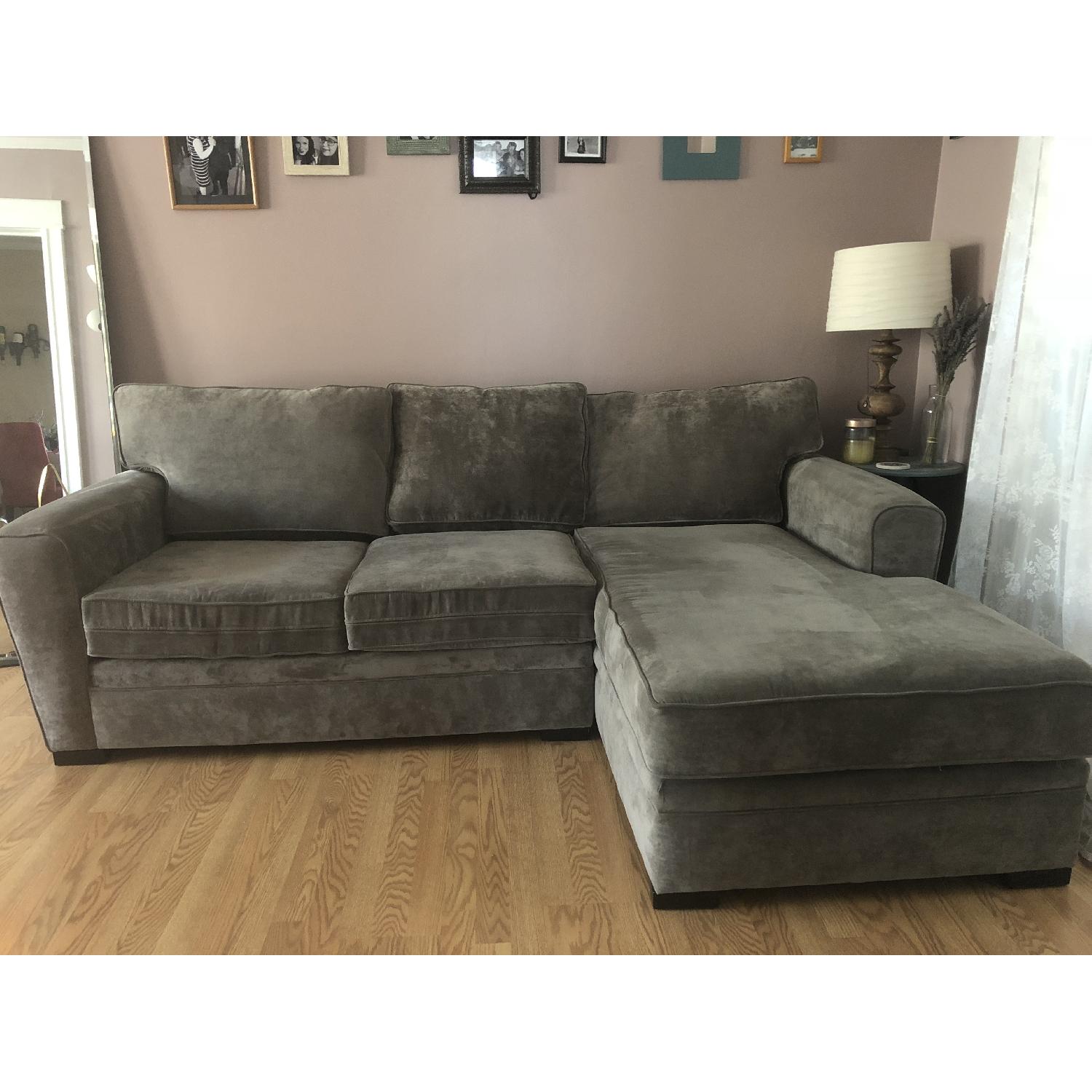 Raymour & Flanigan Artemis Grey 2-Piece Sectional Sofa - AptDeco