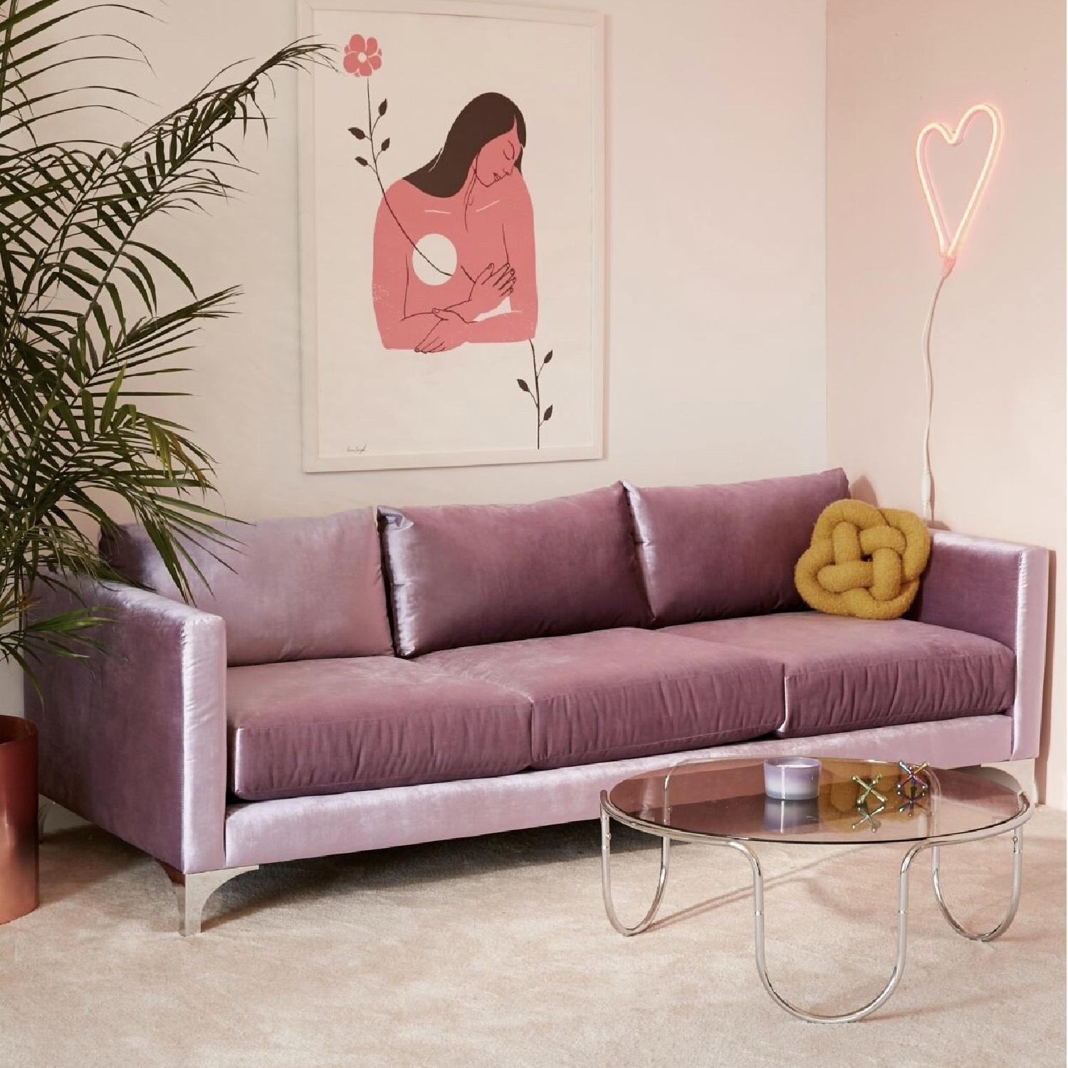 Urban Outfitters Lavender Velvet Sofa - image-1