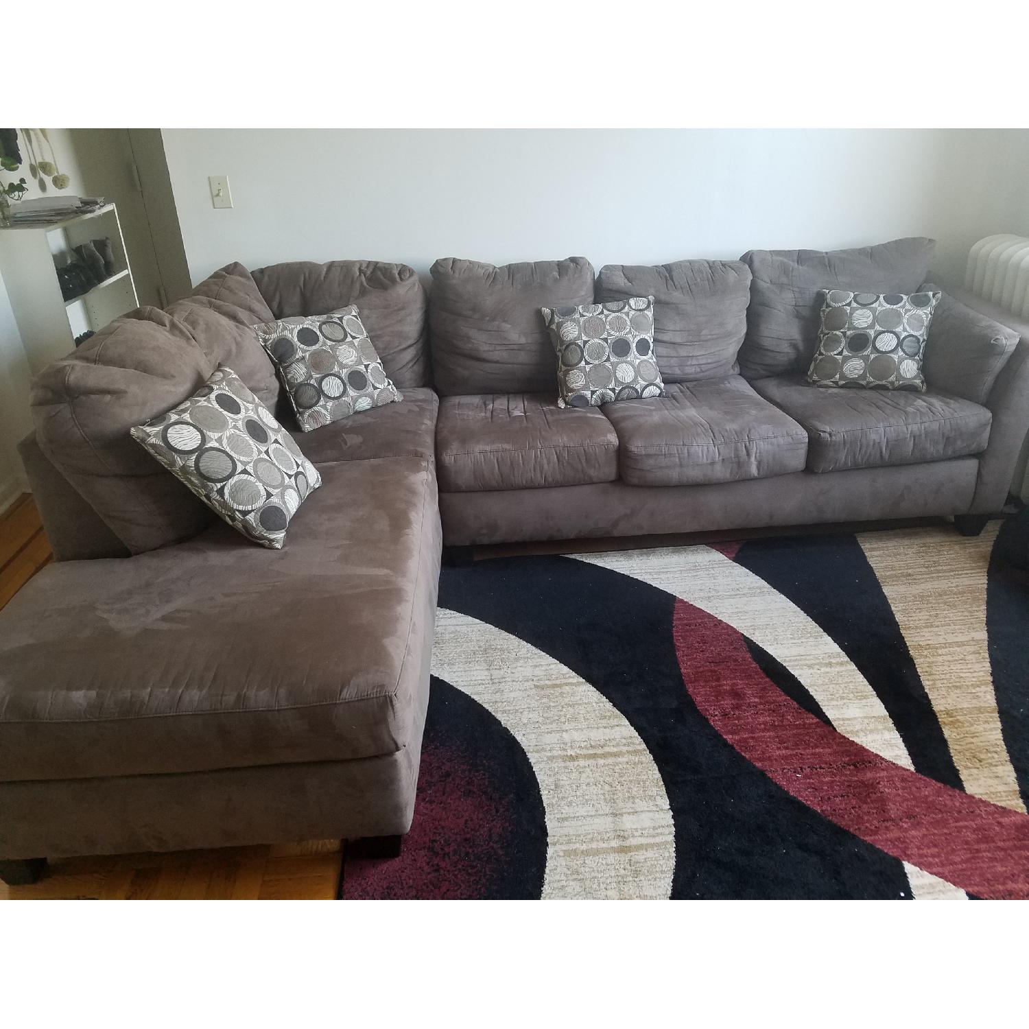 Bob's Brown 2-Piece Fabric Sectional Sofa - image-1