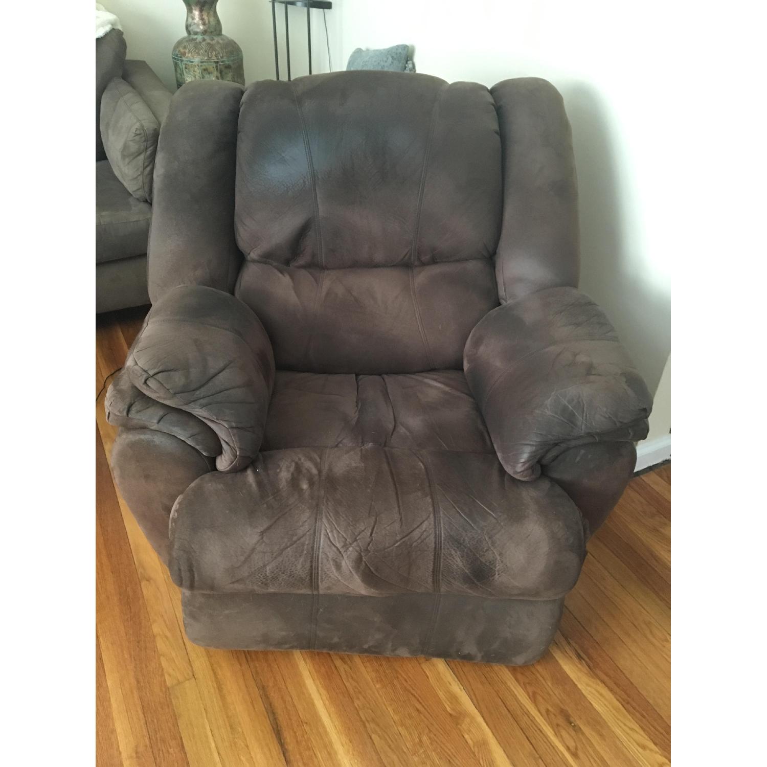 Brown Microfiber Rocker Recliner - image-1