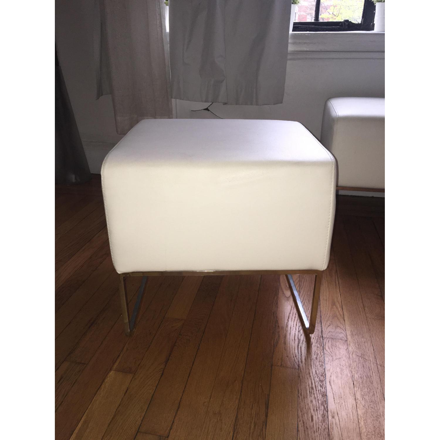 White Leather Ottoman Pouf Footstools 3 Available AptDeco