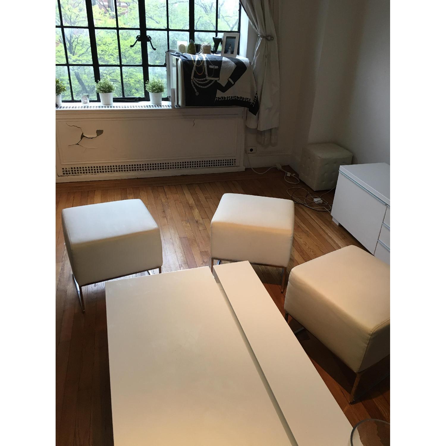 White Leather Ottoman Pouf Footstools - 3 Available - image-5