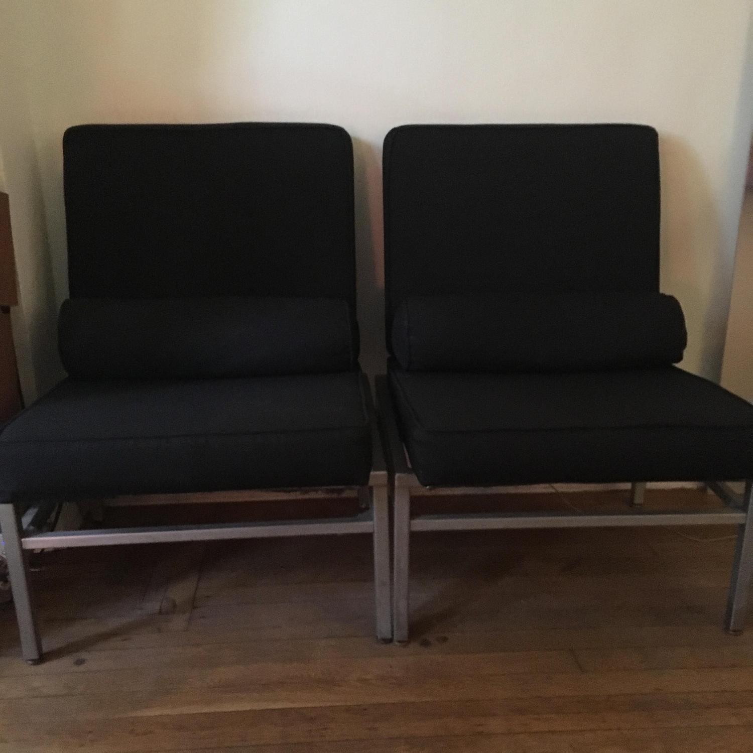 Black Mid Century Style Chairs - Pair - image-1