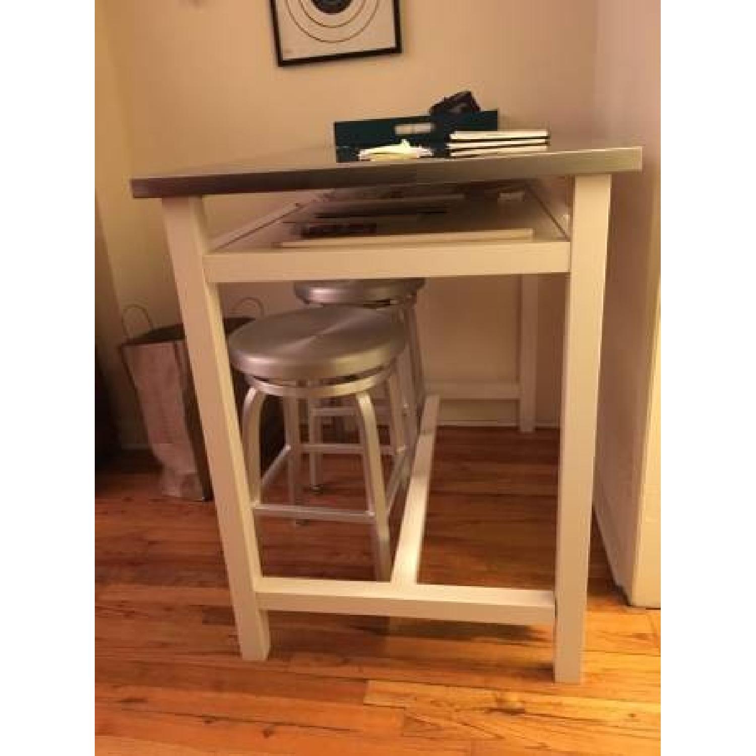 Crate & Barrel Bar Table w/ 2 Stools - image-1