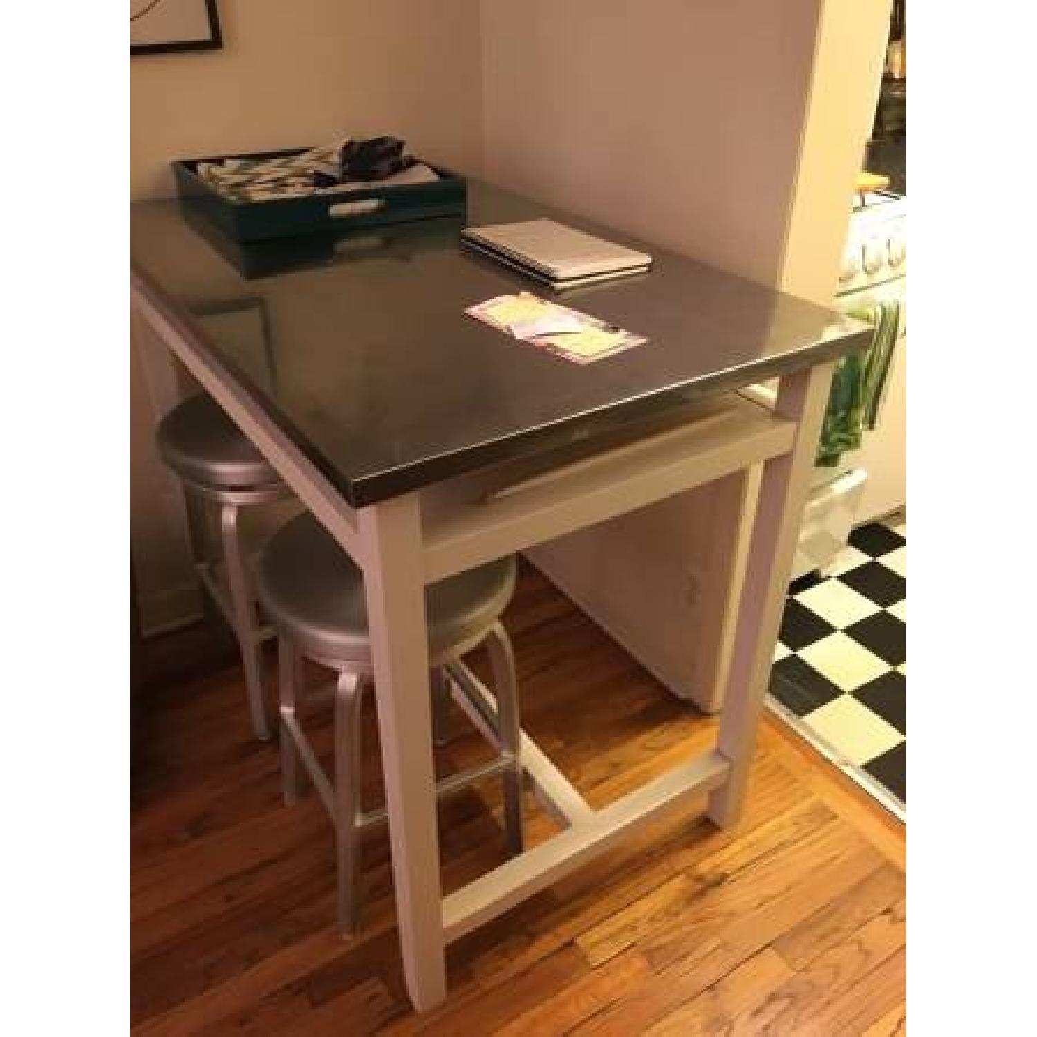 Crate & Barrel Bar Table w/ 2 Stools - image-2