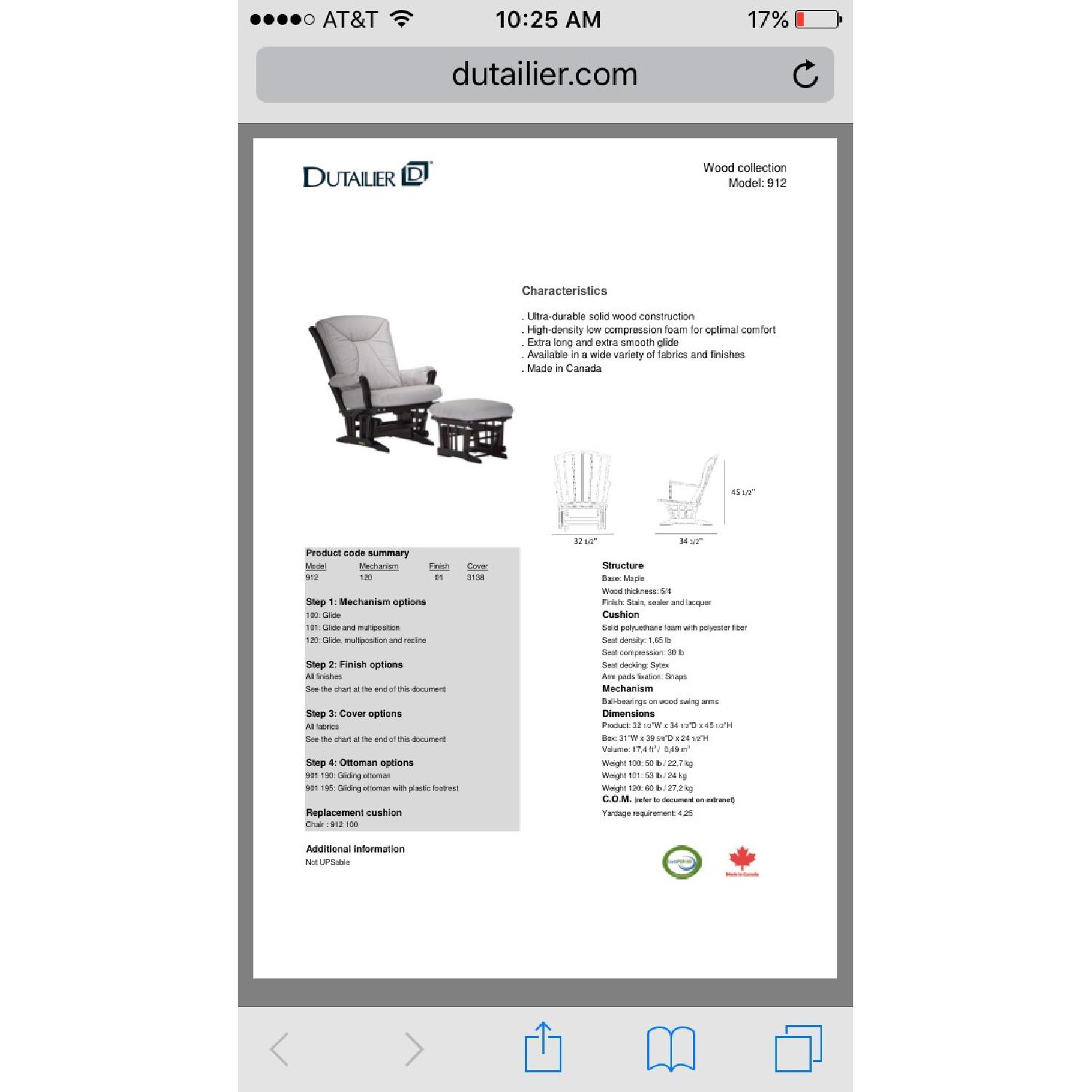 Custom Dutailier Sleigh Grand Glider w/ Matching Ottoman - image-2