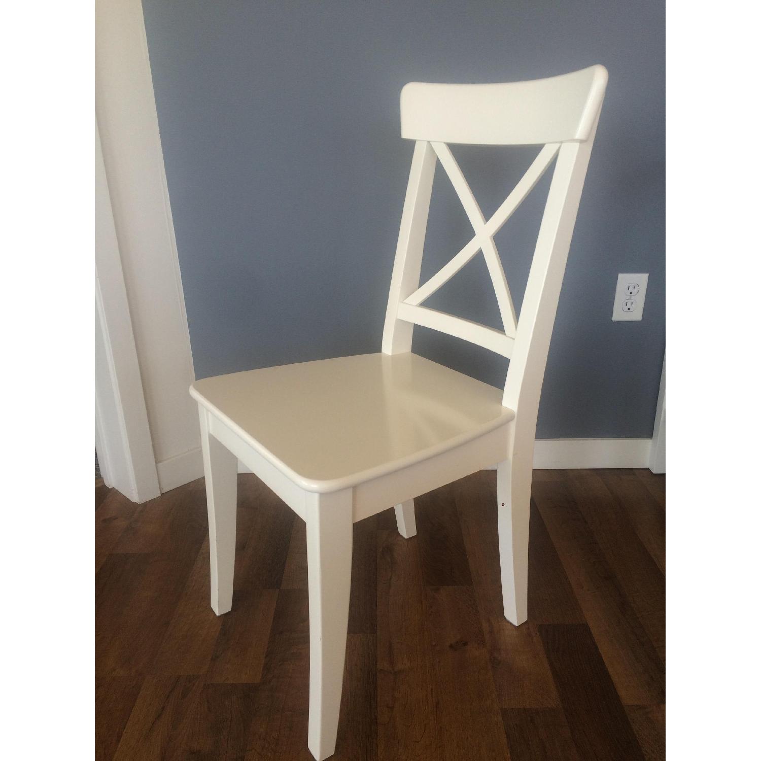 Ikea White Wooden Dining Chairs - Set of 6 - image-2