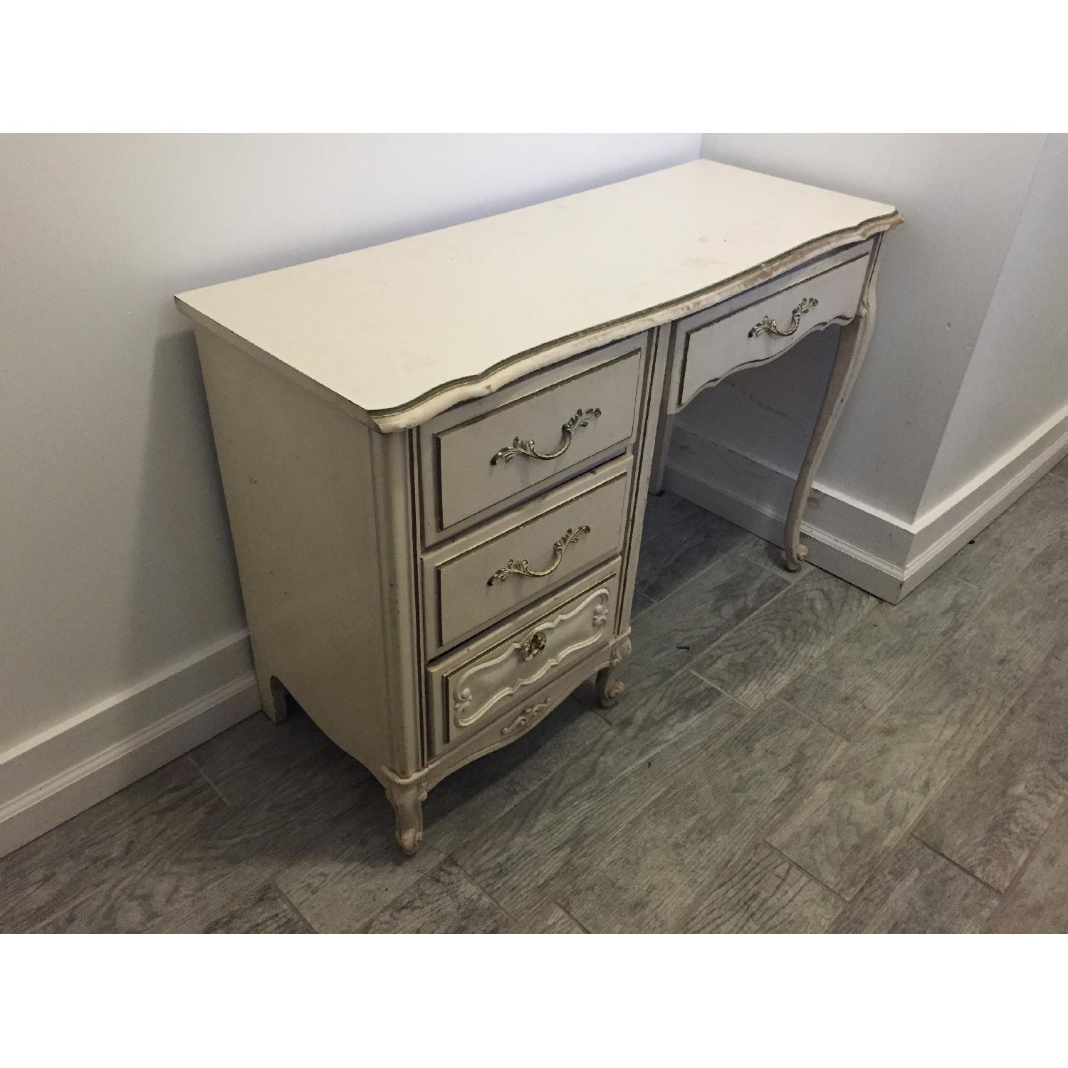 Vintage Shabby Chic French Off White/Cream Provincial Vanity Desk - image-3