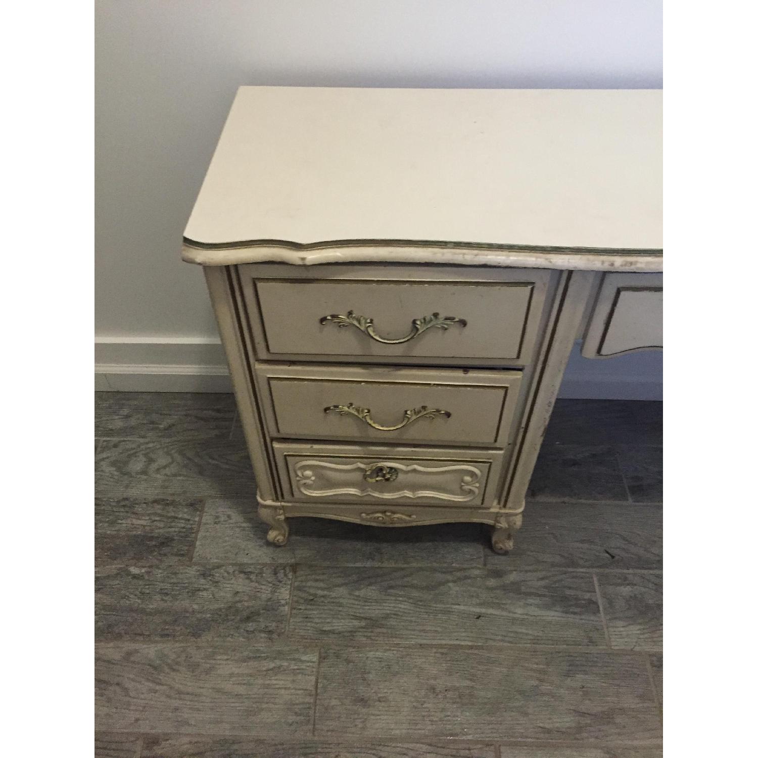 Vintage Shabby Chic French Off White/Cream Provincial Vanity Desk - image-5