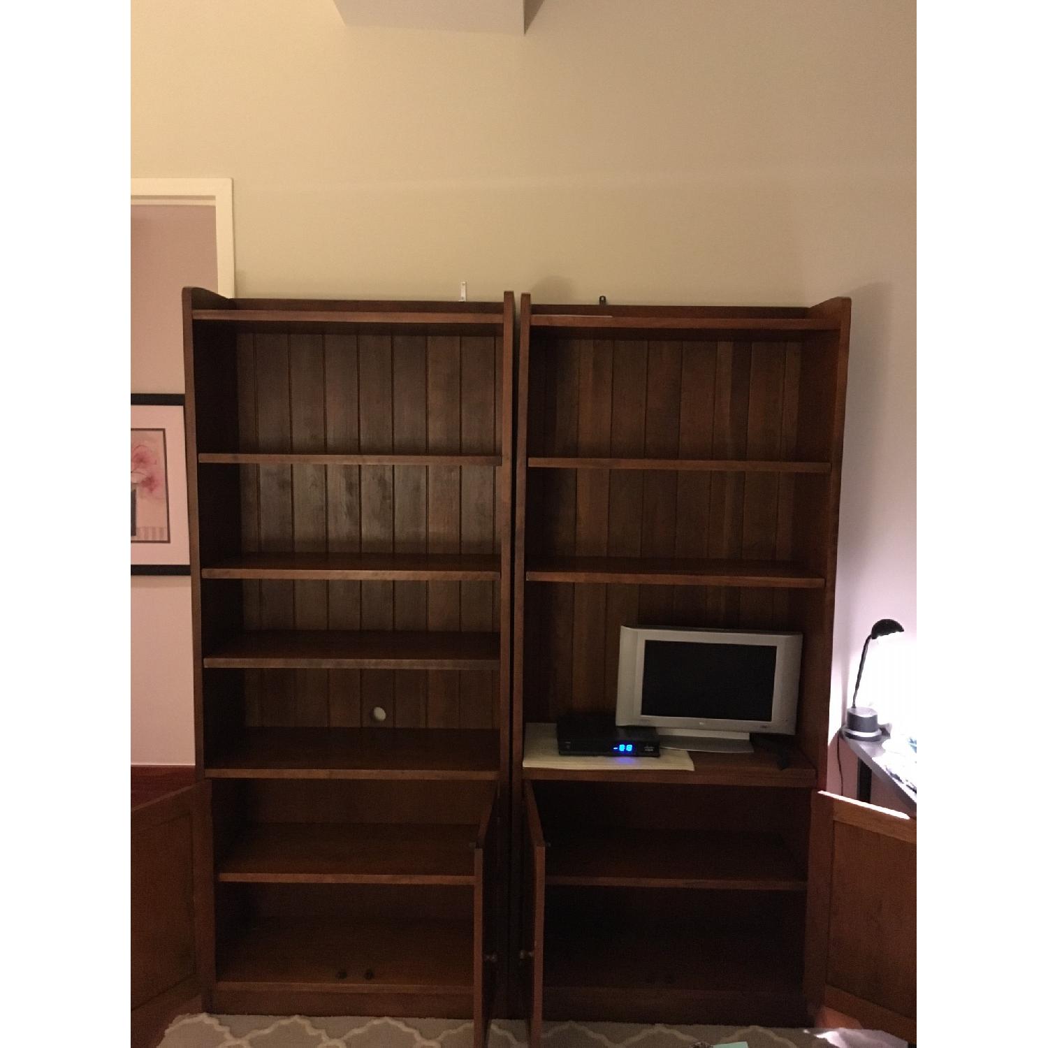 Large Dark Brown Wood Bookcases - Pair - image-5