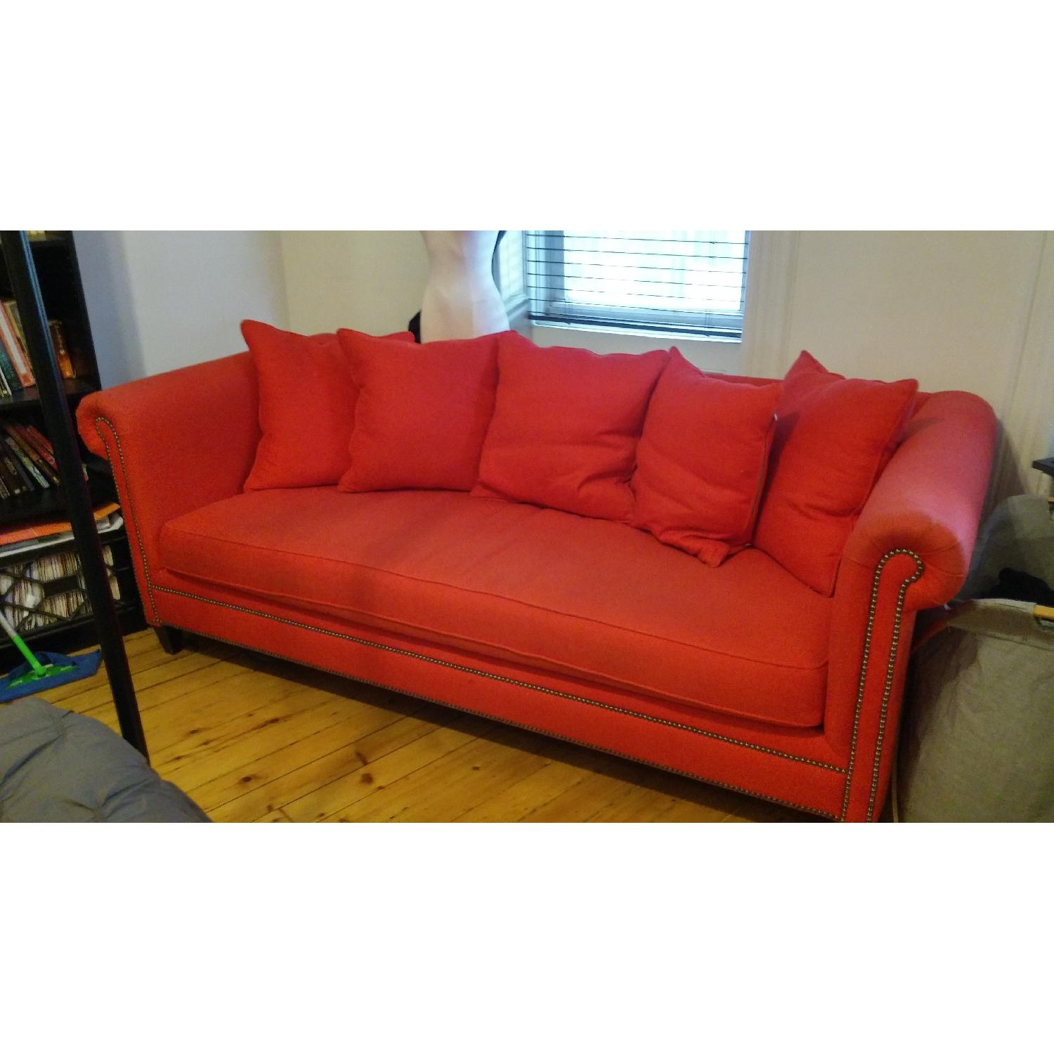 Crate & Barrel Red Couch - image-2