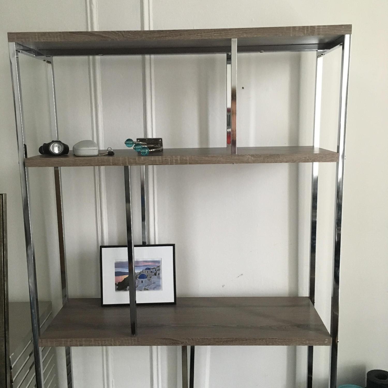 Stainless Steel & Wood Bookcase - image-2