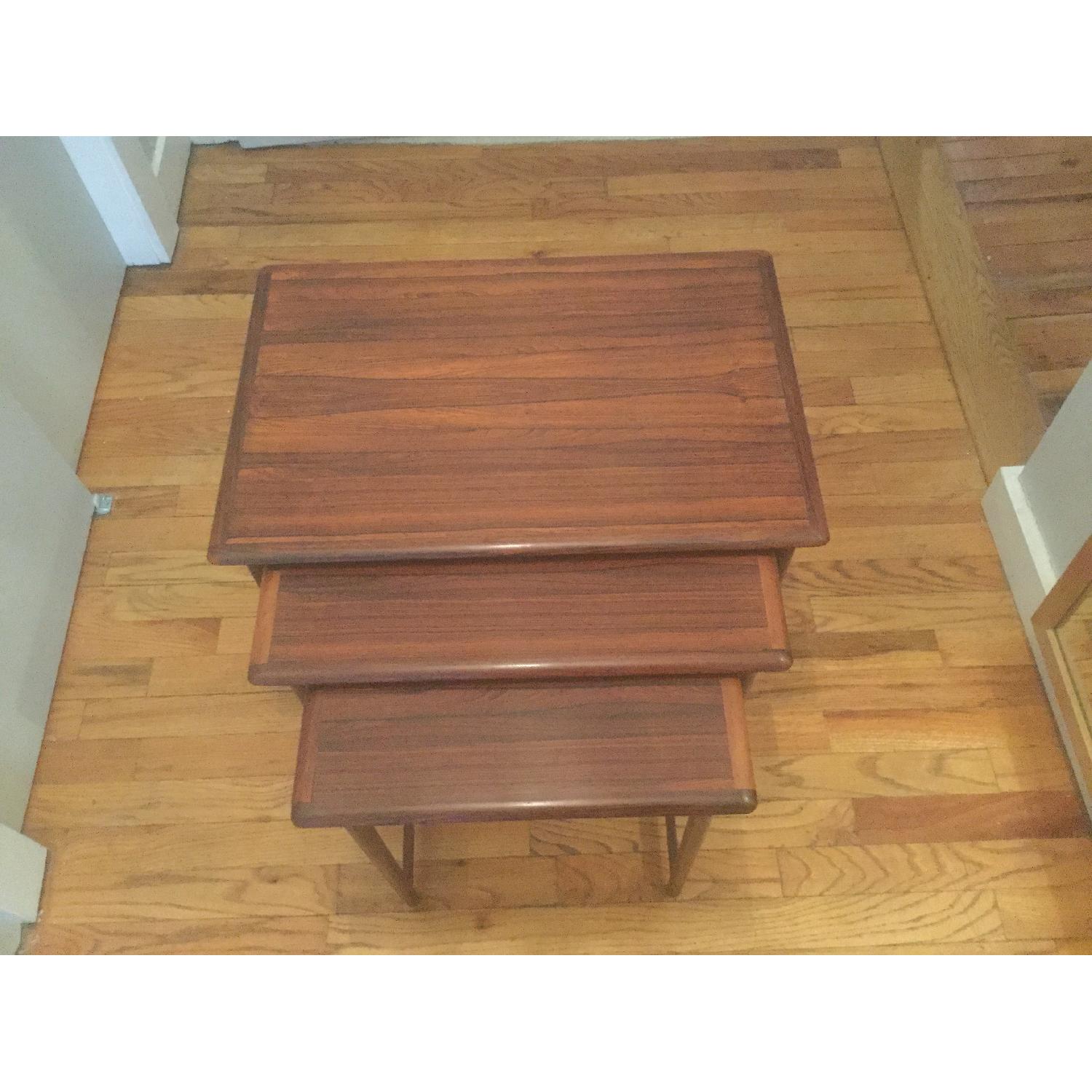 Rasmus Solberg Mid Century Modern Swedish Teak 3 Piece Stacking Tables - image-1