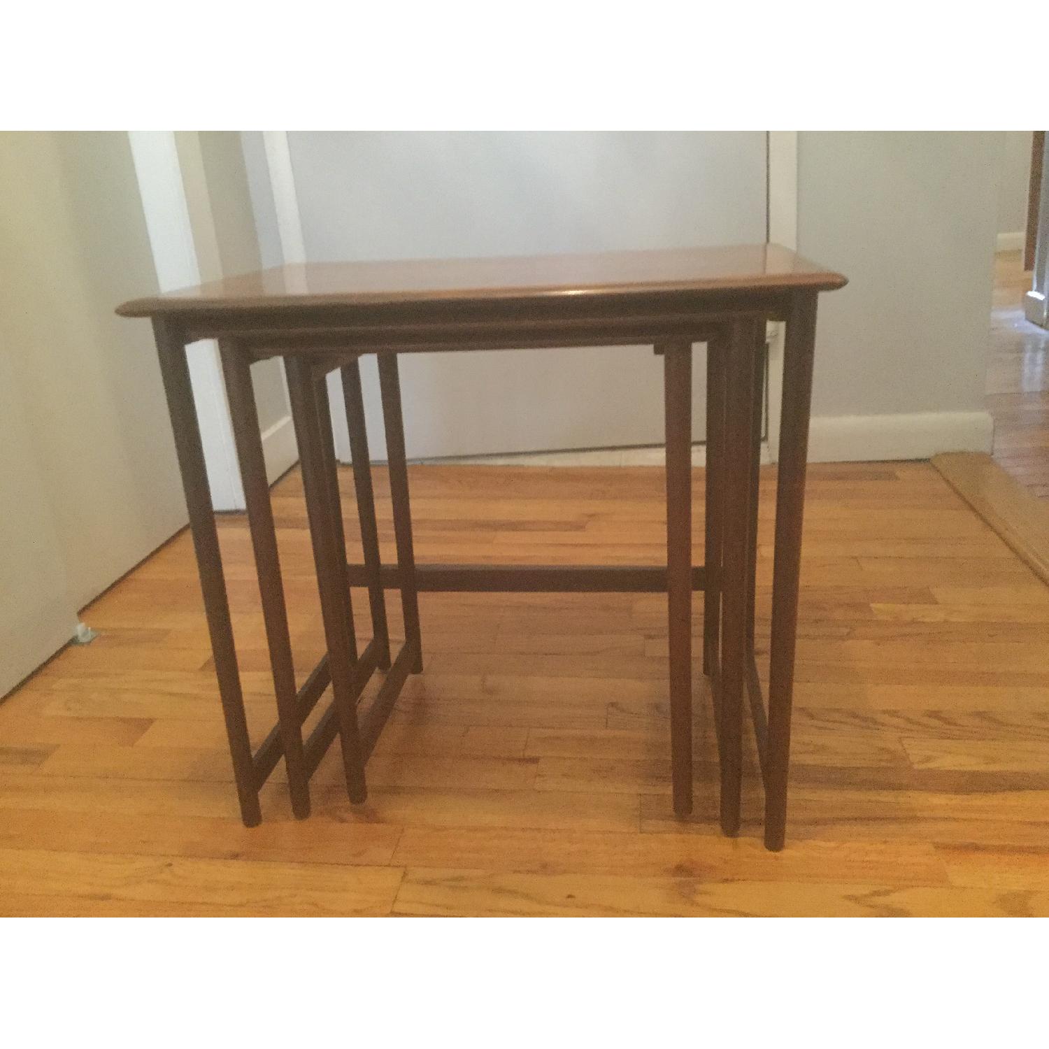 Rasmus Solberg Mid Century Modern Swedish Teak 3 Piece Stacking Tables - image-2