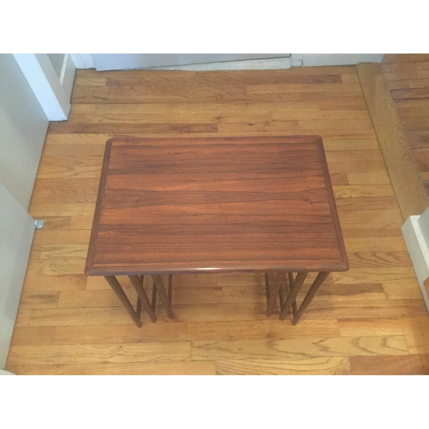 Rasmus Solberg Mid Century Modern Swedish Teak 3 Piece Stacking Tables - image-3