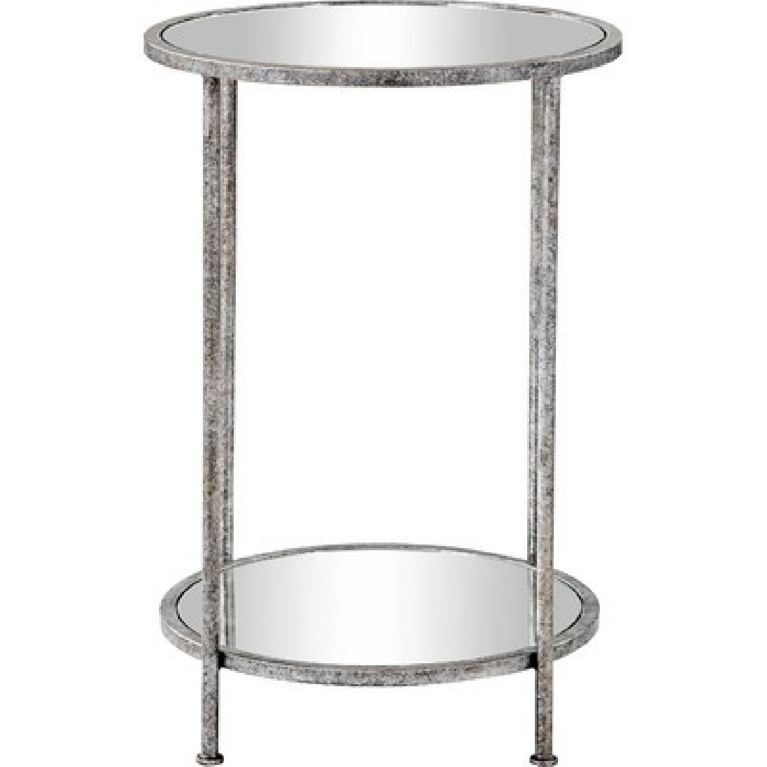 Two Tier Silver Side Table w/ Antique Finish 6 Available AptDeco