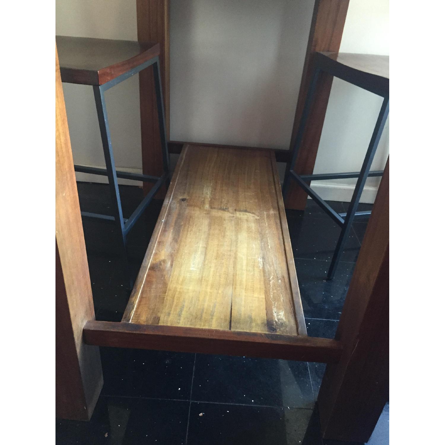 West Elm Rustic High Top Table w/ 4 Stools - image-1