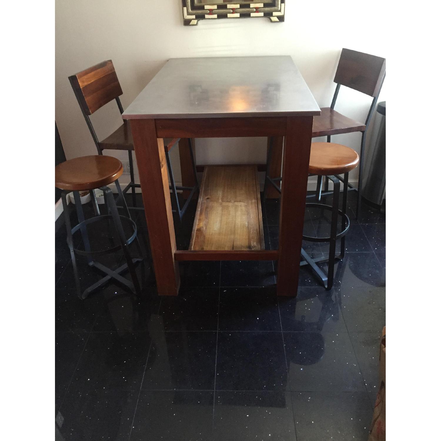 West Elm Rustic High Top Table w/ 4 Stools - image-7