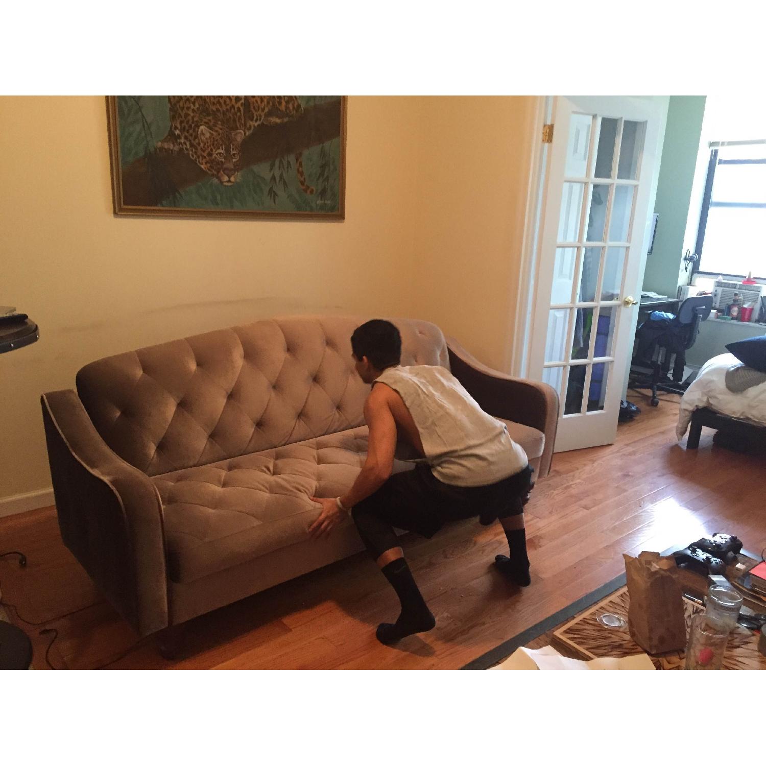 Urban Outfitters Ava Velvet Tufted Sleeper Sofa - image-1
