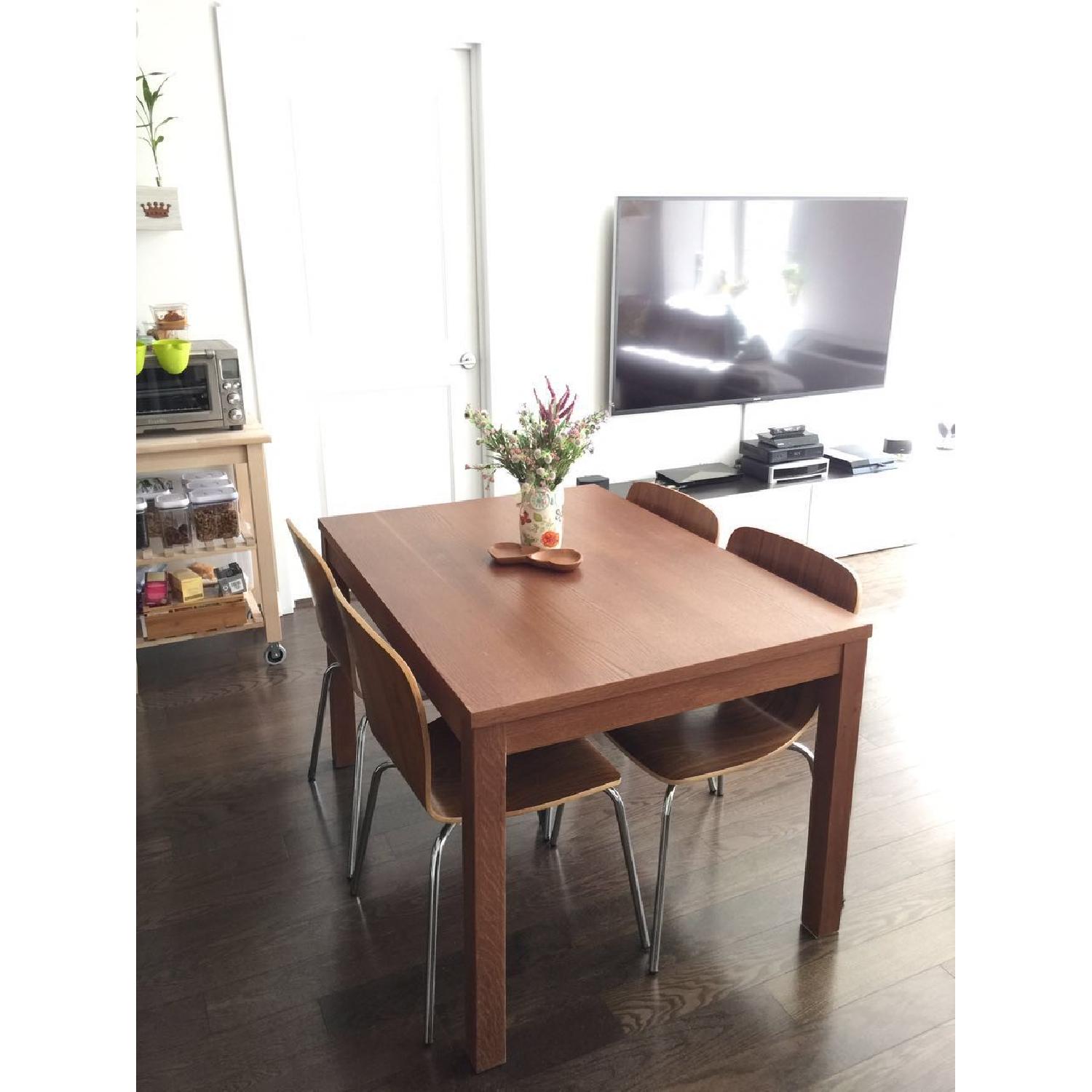 Crate & Barrel Felix Walnut 5 Piece Dining Set - image-1