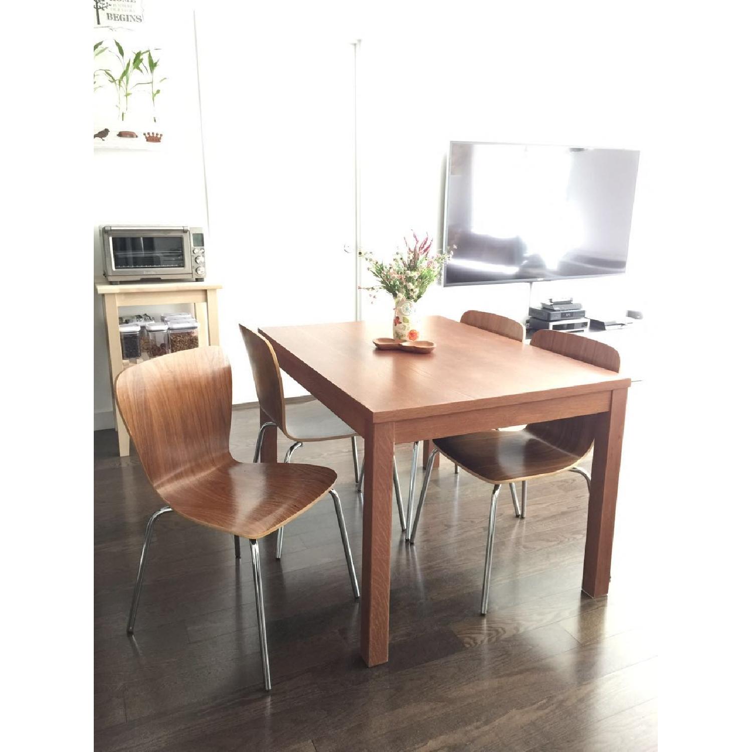 Crate & Barrel Felix Walnut 5 Piece Dining Set - image-2