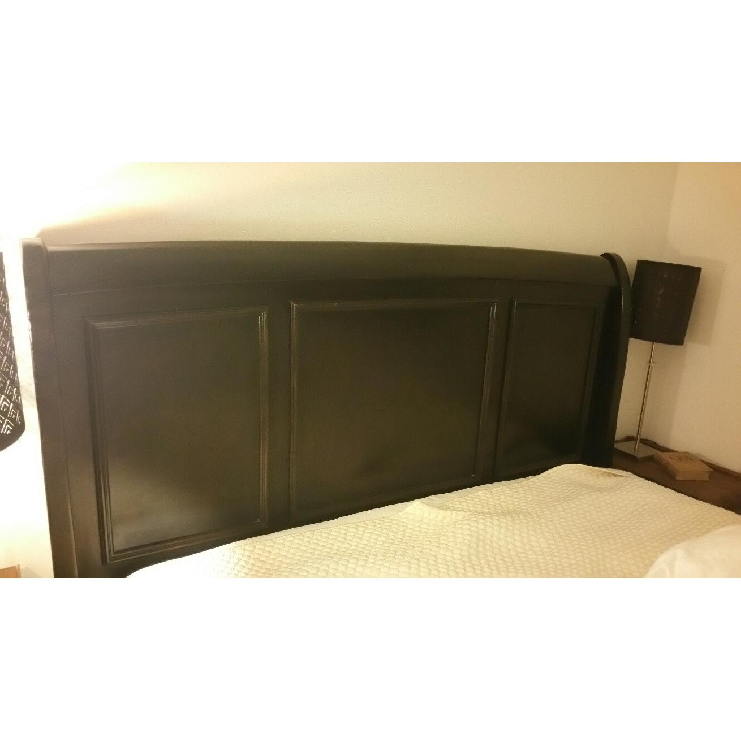 Queen Size Black Wood Bed Frame - image-2