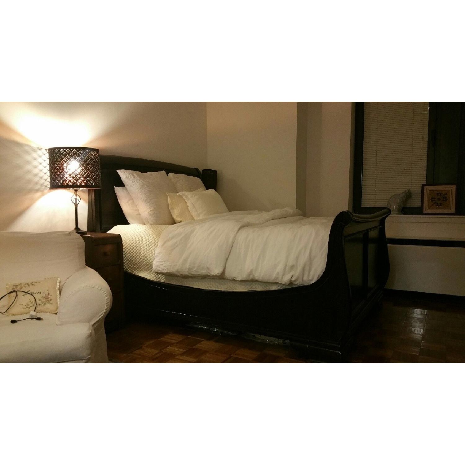 Queen Size Black Wood Bed Frame - image-5