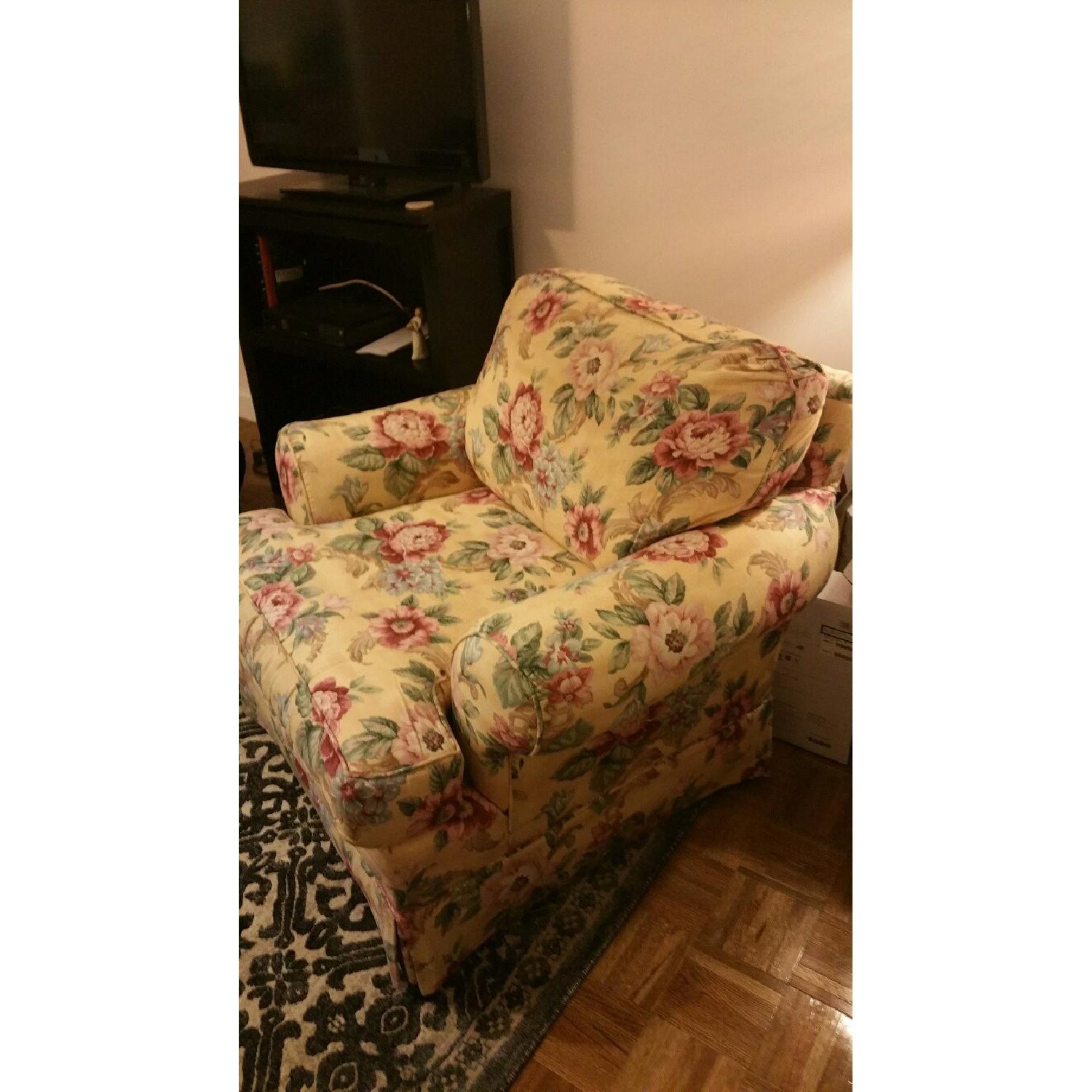 Clayton Marcus Yellow Floral Upholstered Armchair - image-3
