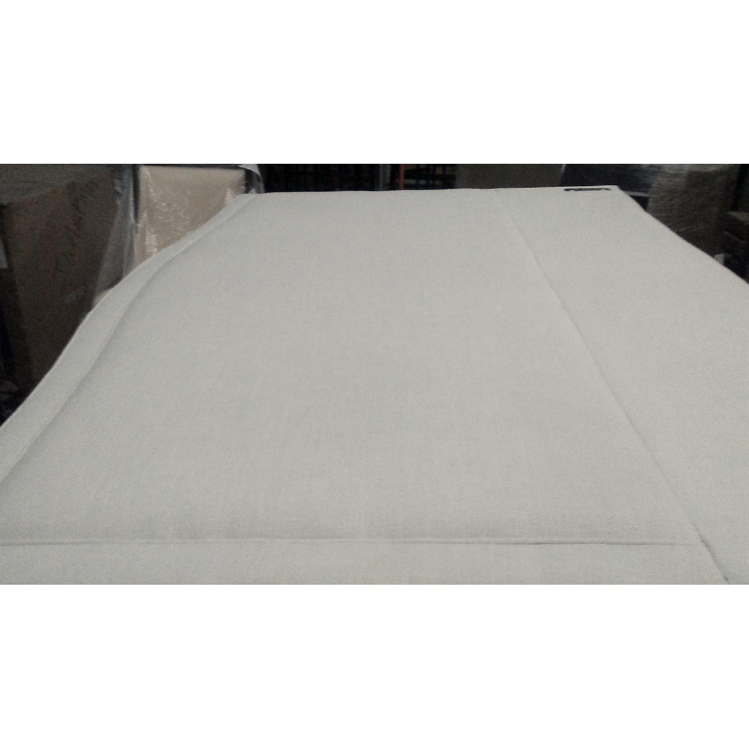 Restoration Hardware White Belgian Linen King Headboard w/ Metal Bed Frame - image-2