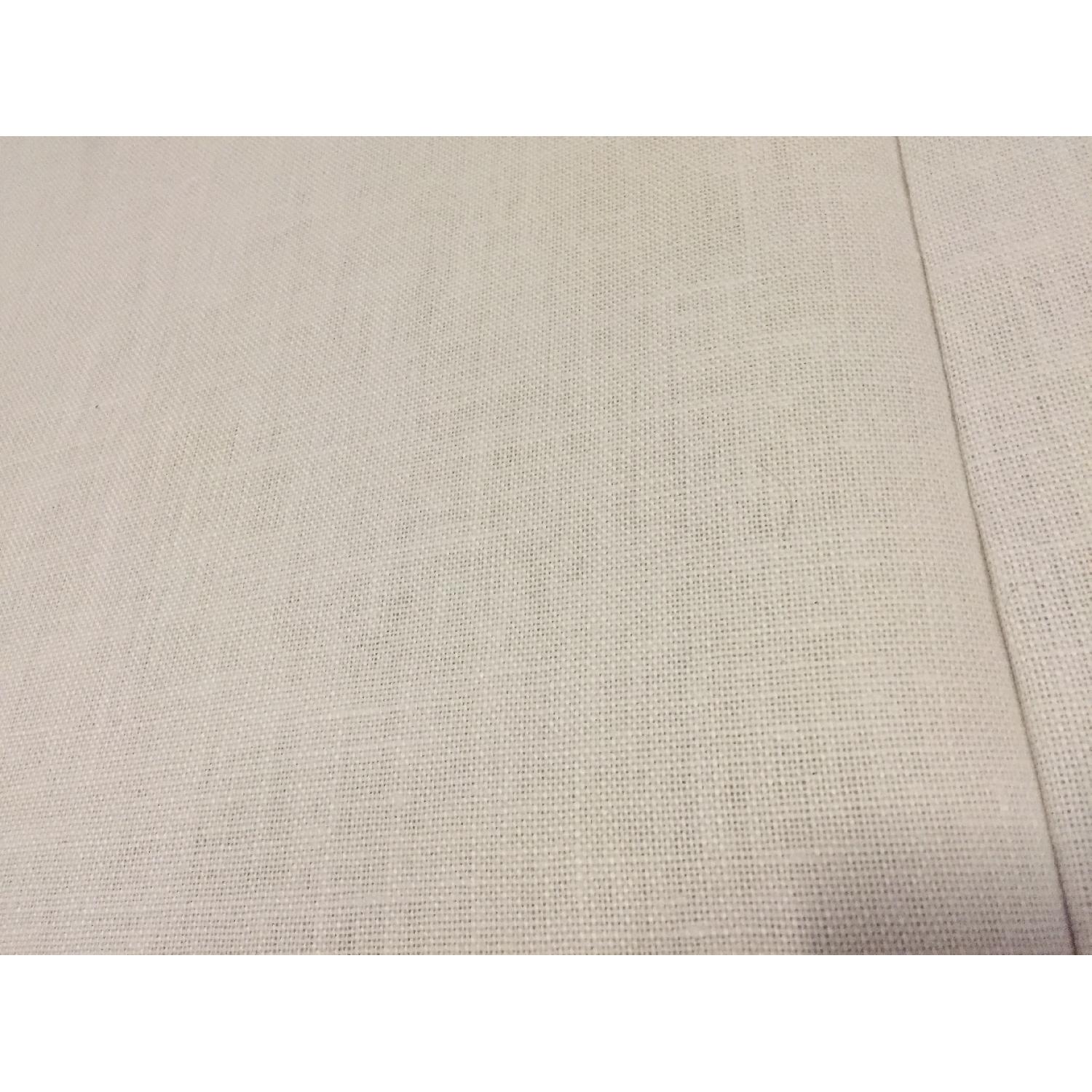Restoration Hardware White Belgian Linen King Headboard w/ Metal Bed Frame - image-3