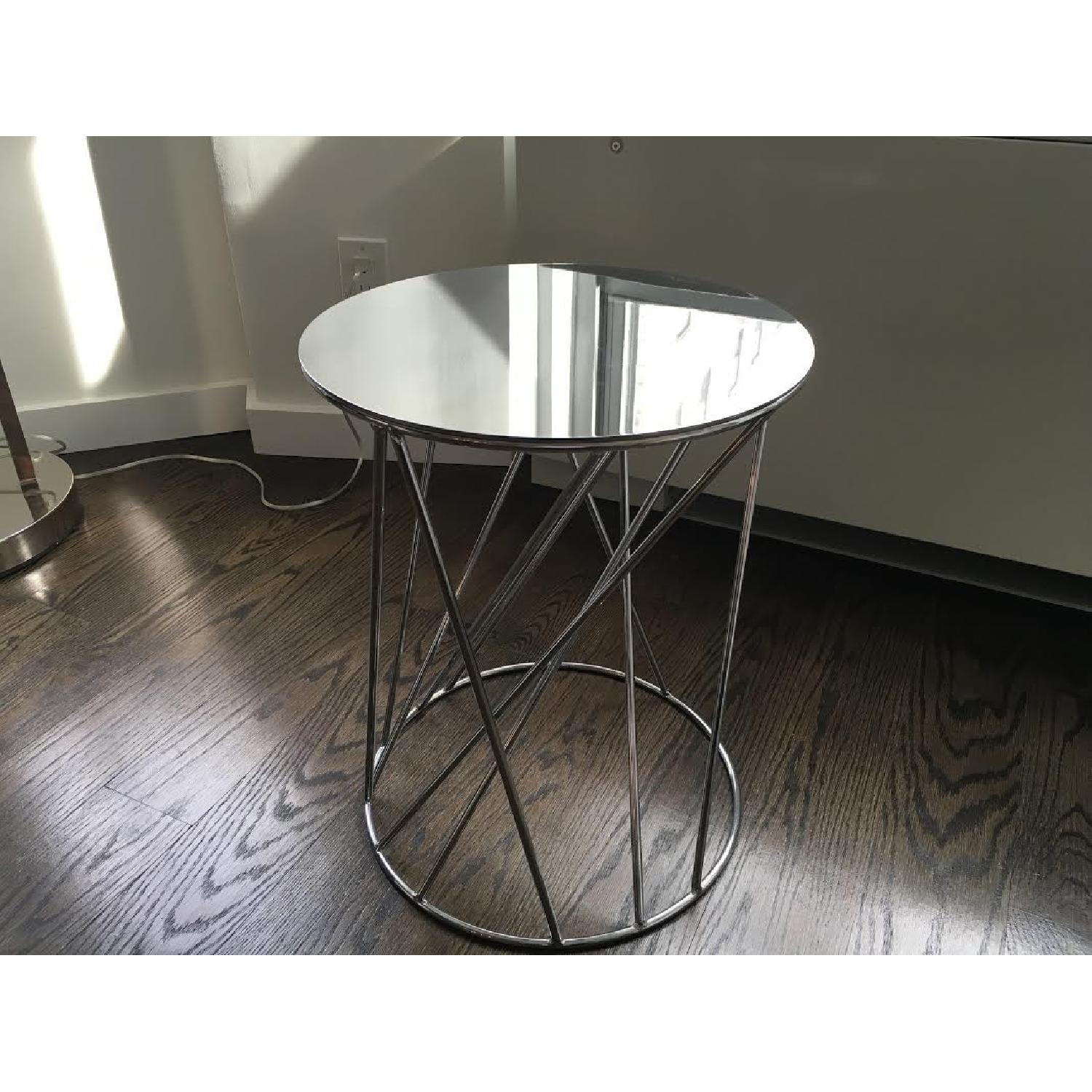 Crate & Barrel Mirrored Round Side Table - image-1