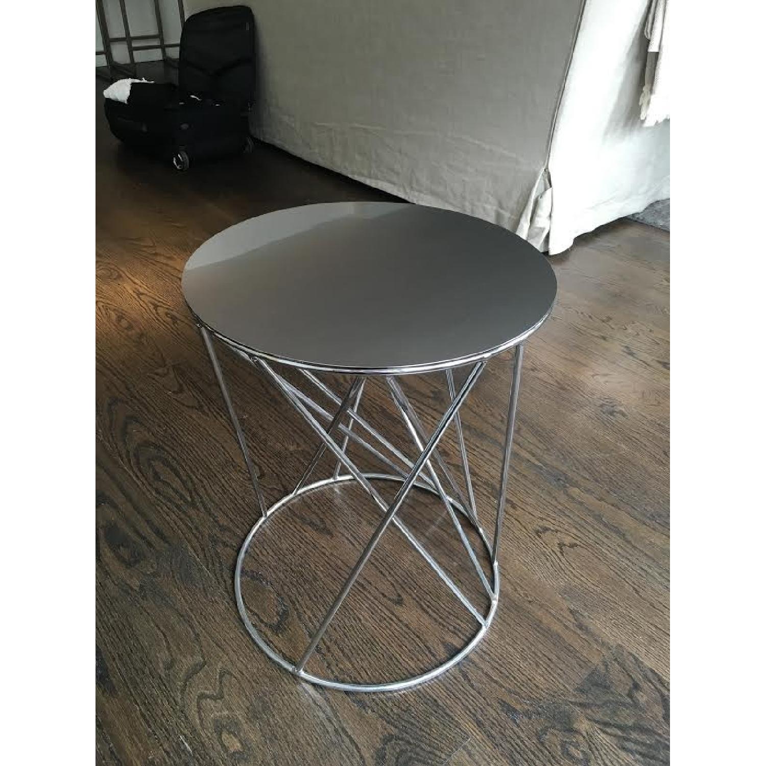 Crate & Barrel Mirrored Round Side Table - image-2