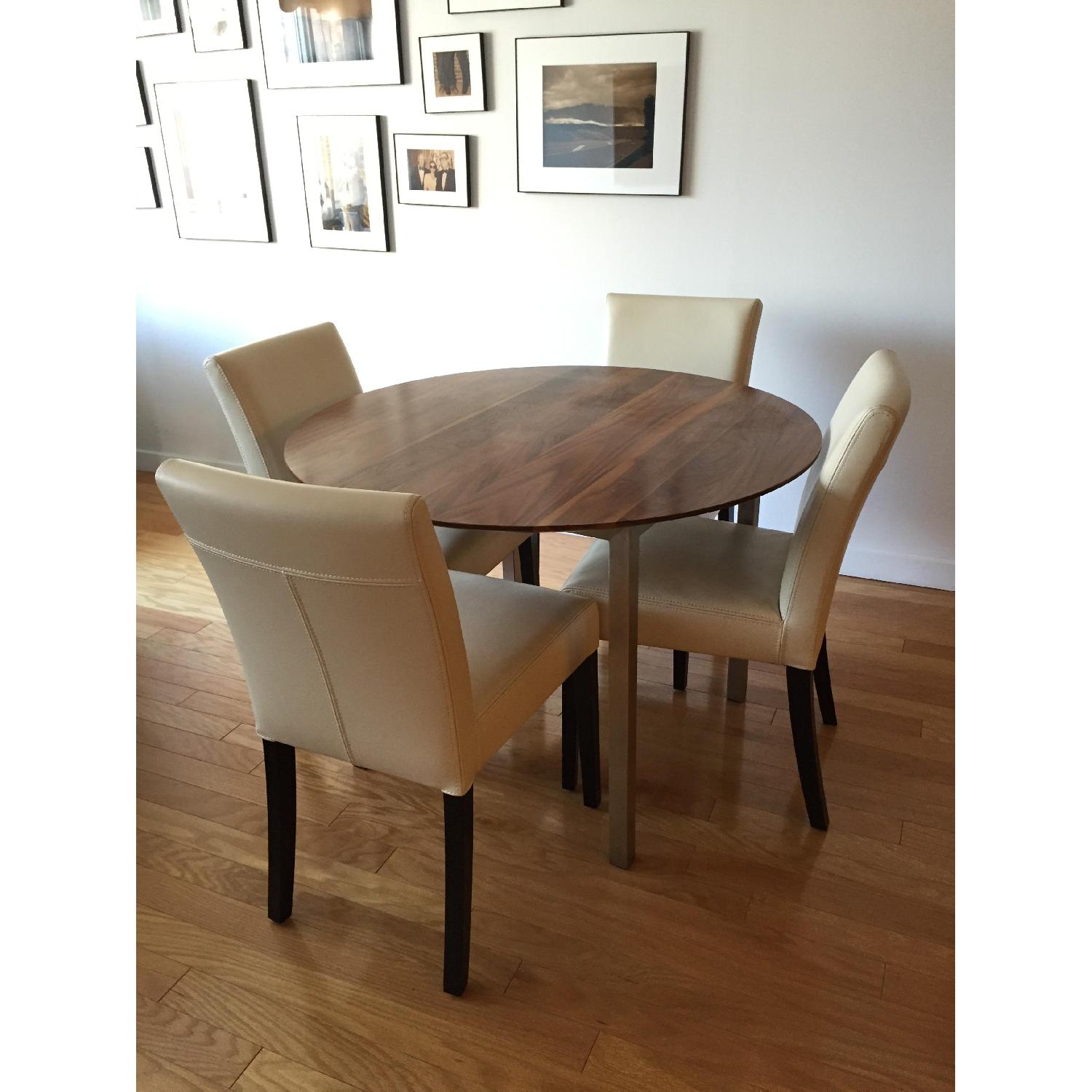 Crate & Barrel Lowe Ivory Leather Dining Chairs Set of 4 AptDeco