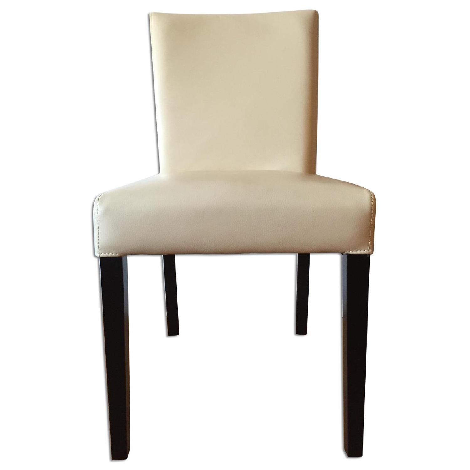 Crate & Barrel Lowe Ivory Leather Dining Chairs Set of 4 AptDeco