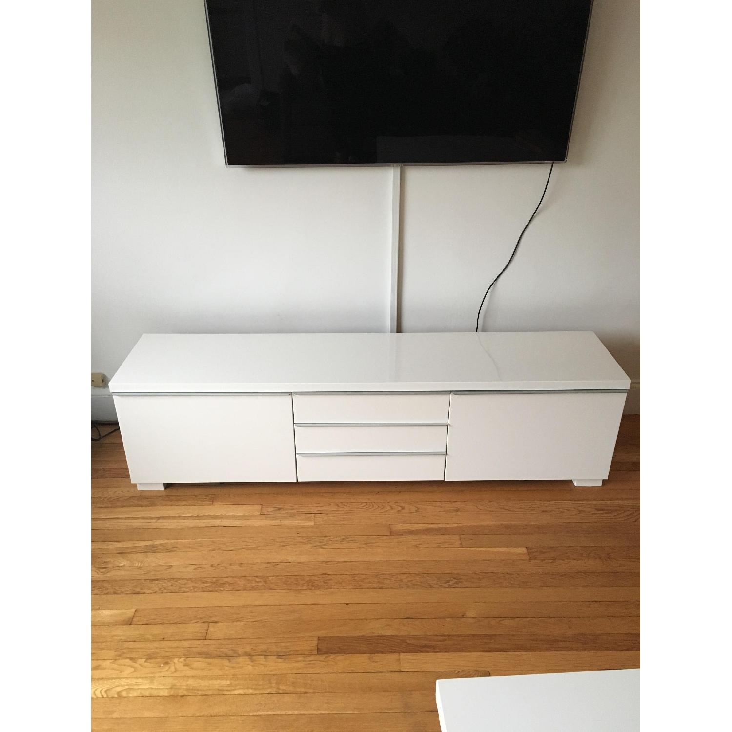 Ikea White Lacquer High Gloss TV Unit - image-1