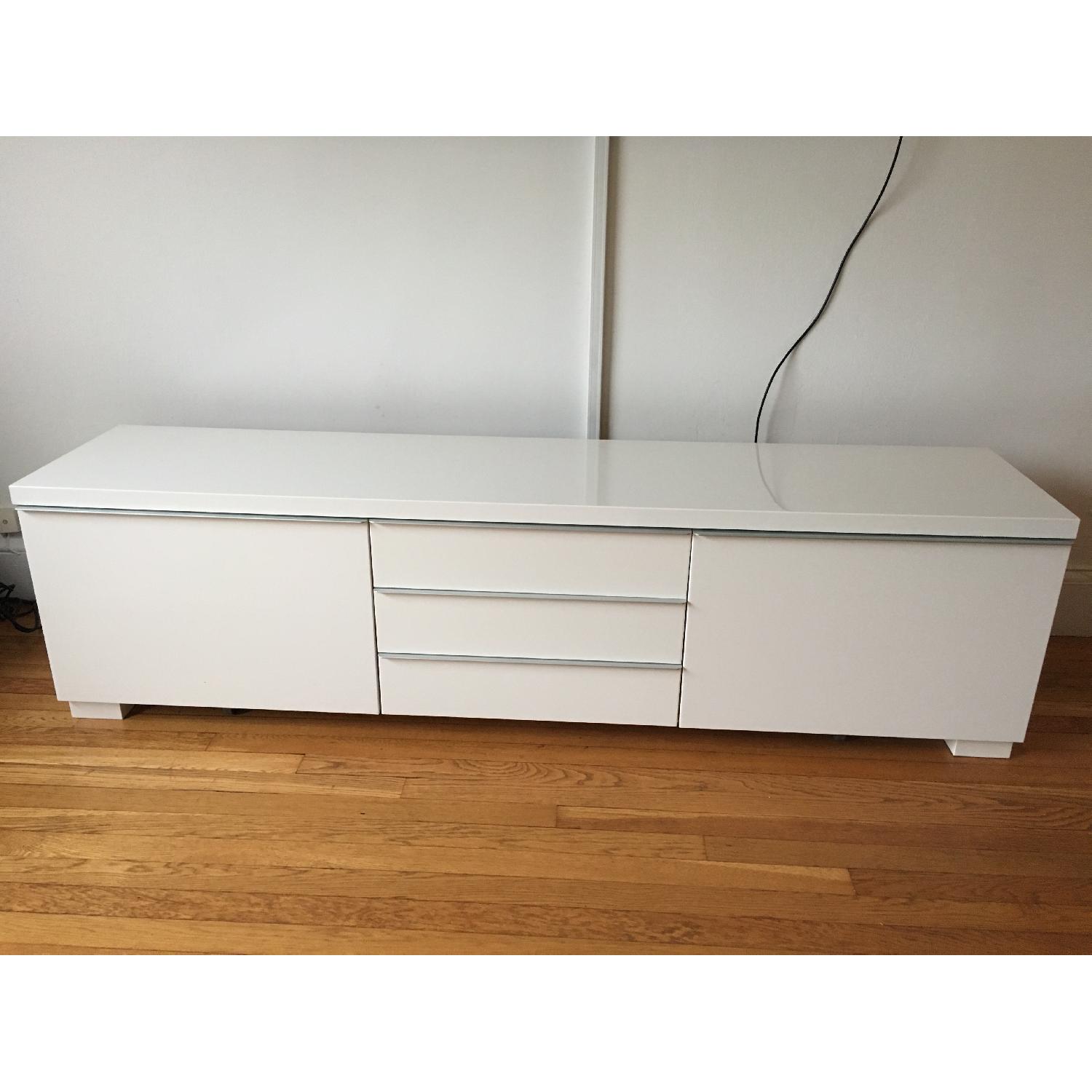 Ikea White Lacquer High Gloss TV Unit - image-2