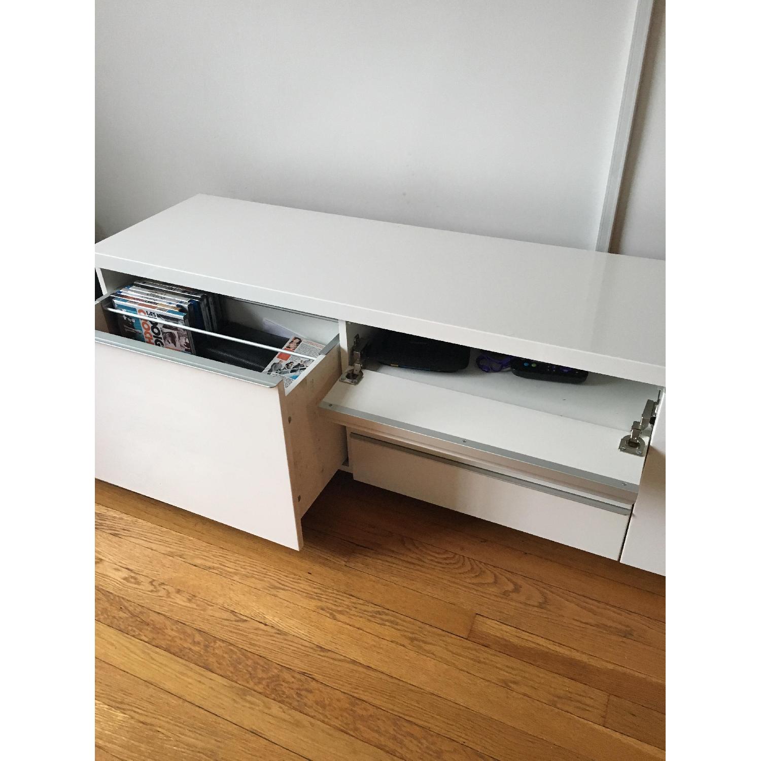 Ikea White Lacquer High Gloss TV Unit - image-3