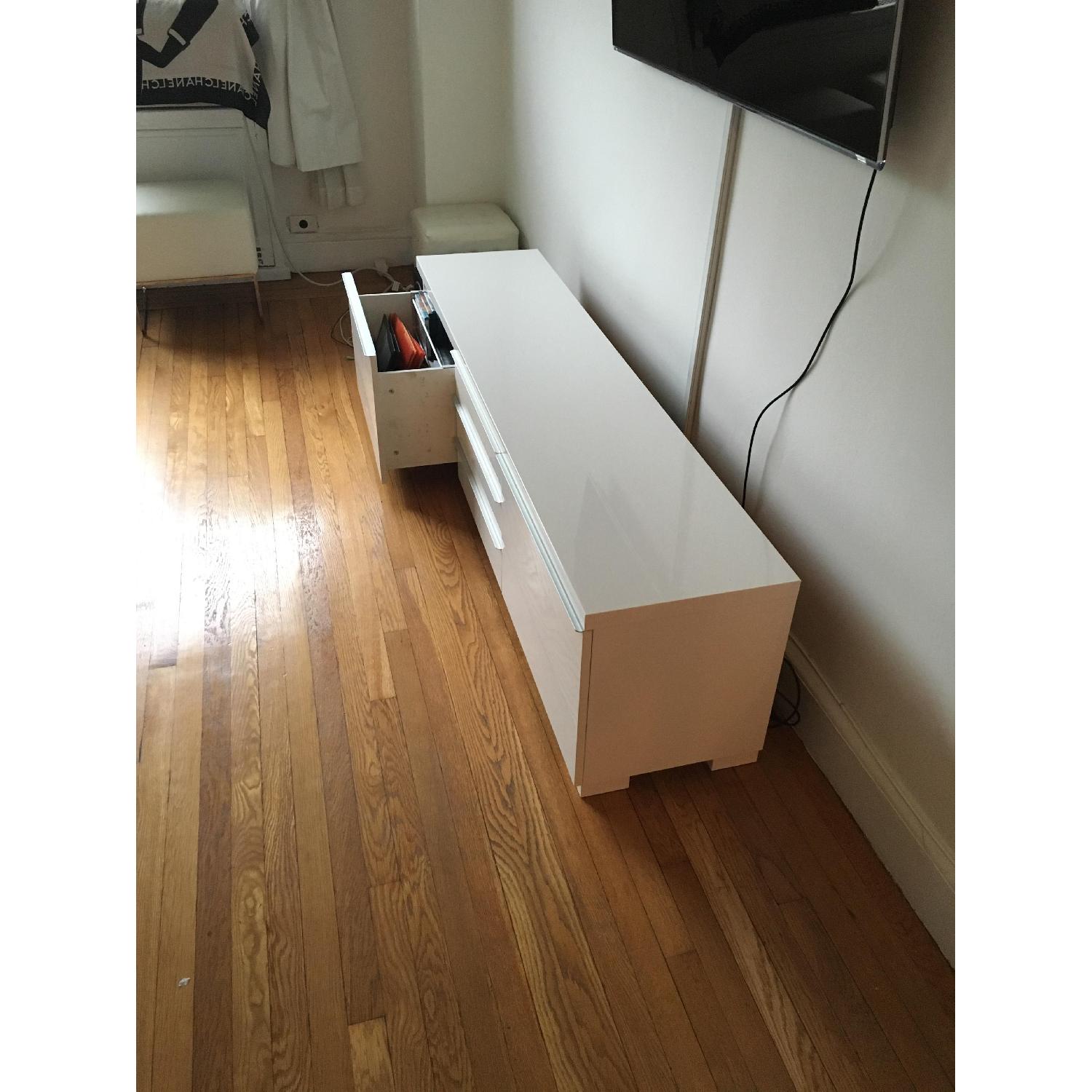 Ikea White Lacquer High Gloss TV Unit - image-4