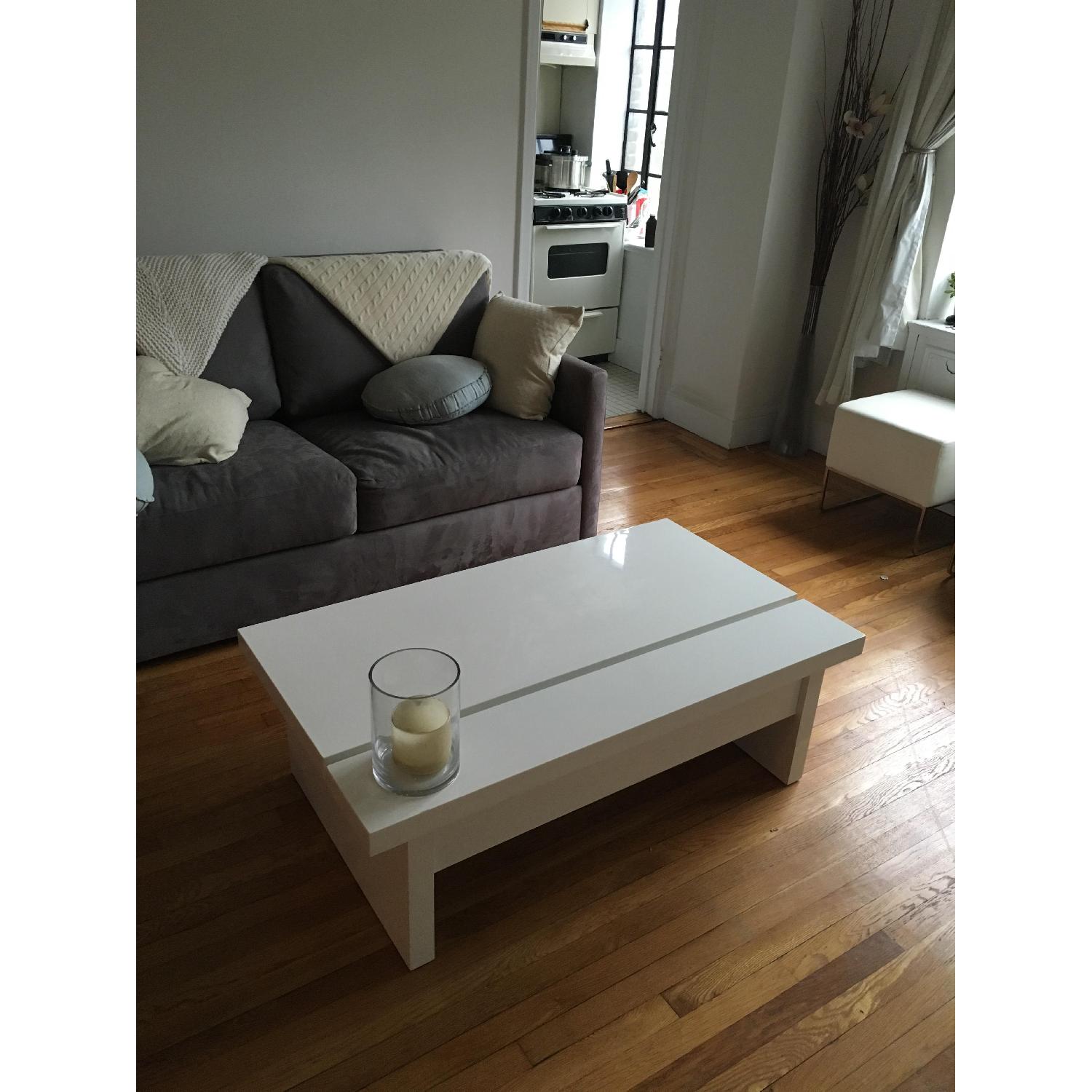 Lazzoni White Lacquer Storage Coffee Table - image-1