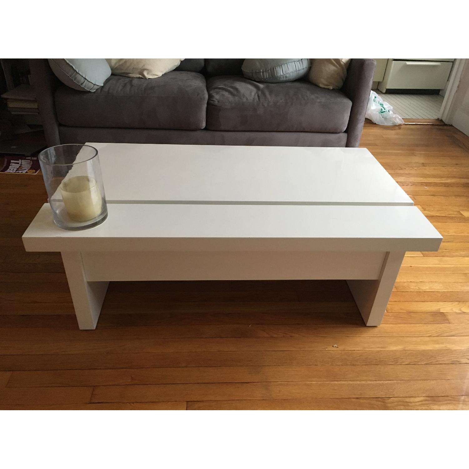 Lazzoni White Lacquer Storage Coffee Table - image-2