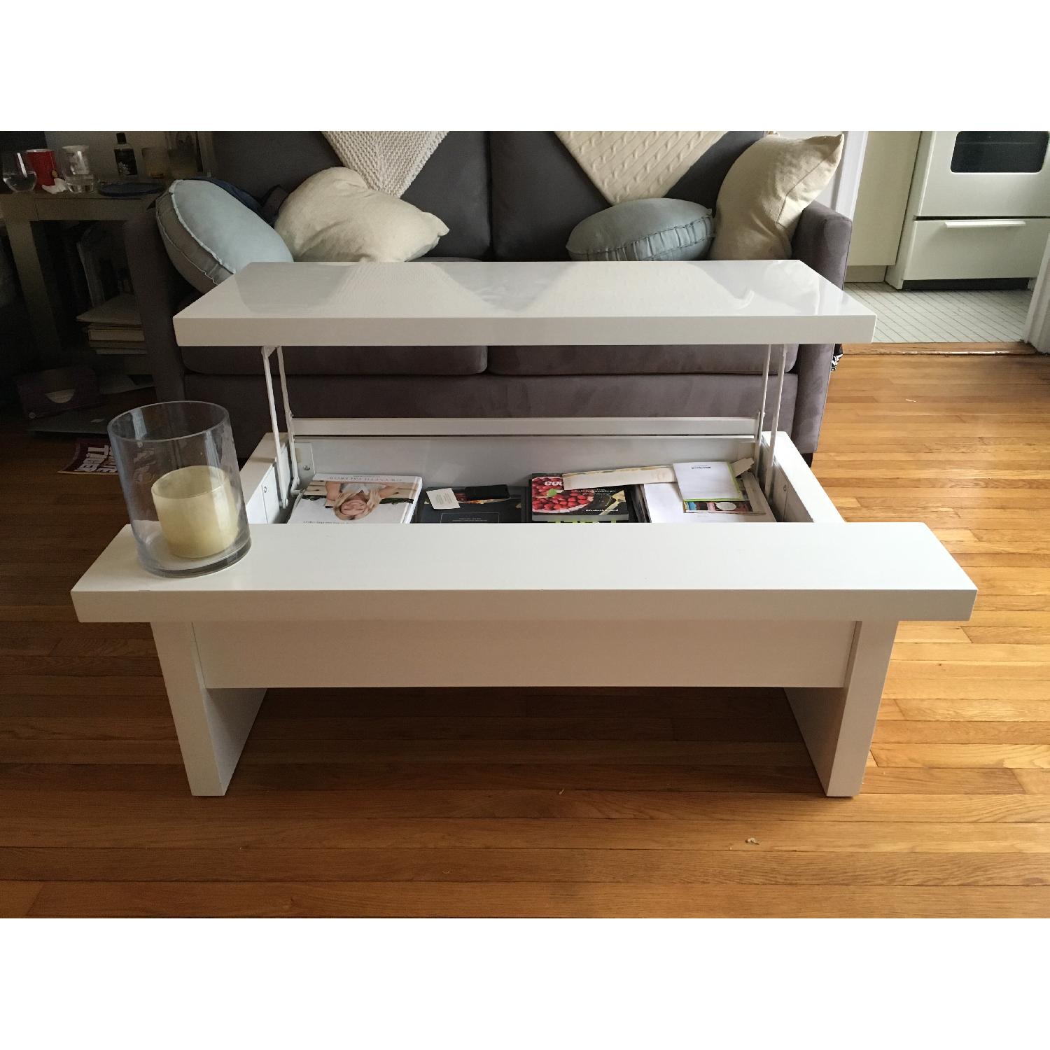 Lazzoni White Lacquer Storage Coffee Table - image-3